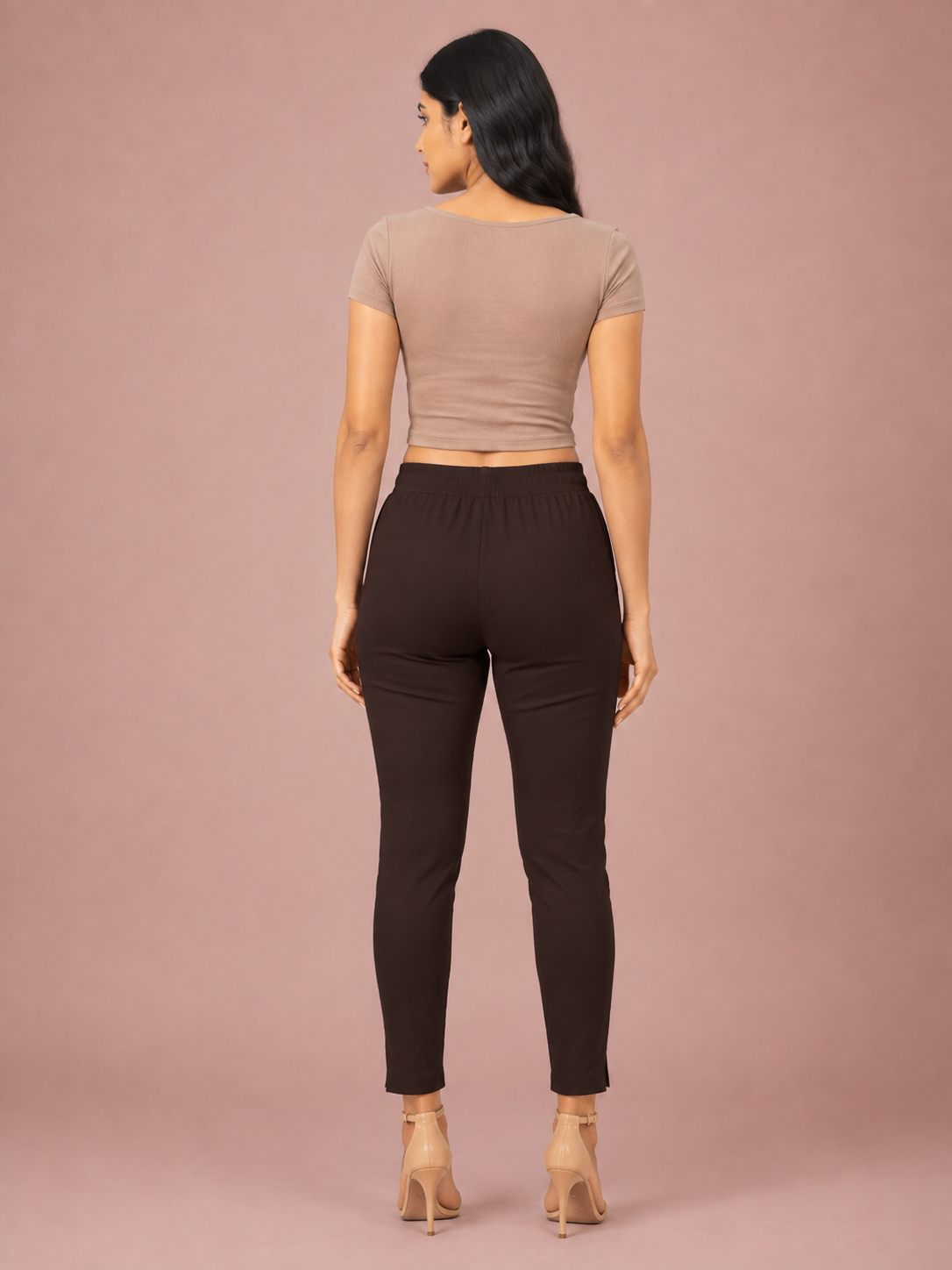 Brown Lycra Stretch Pant