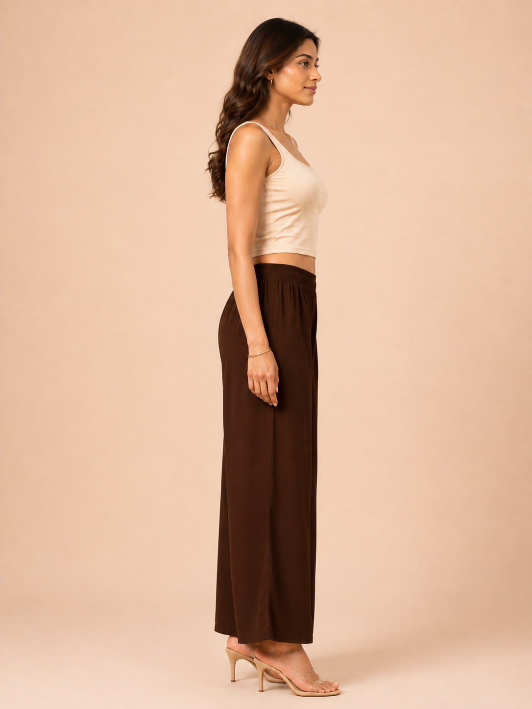 Brown Pocket Premium Rayon Palazzo