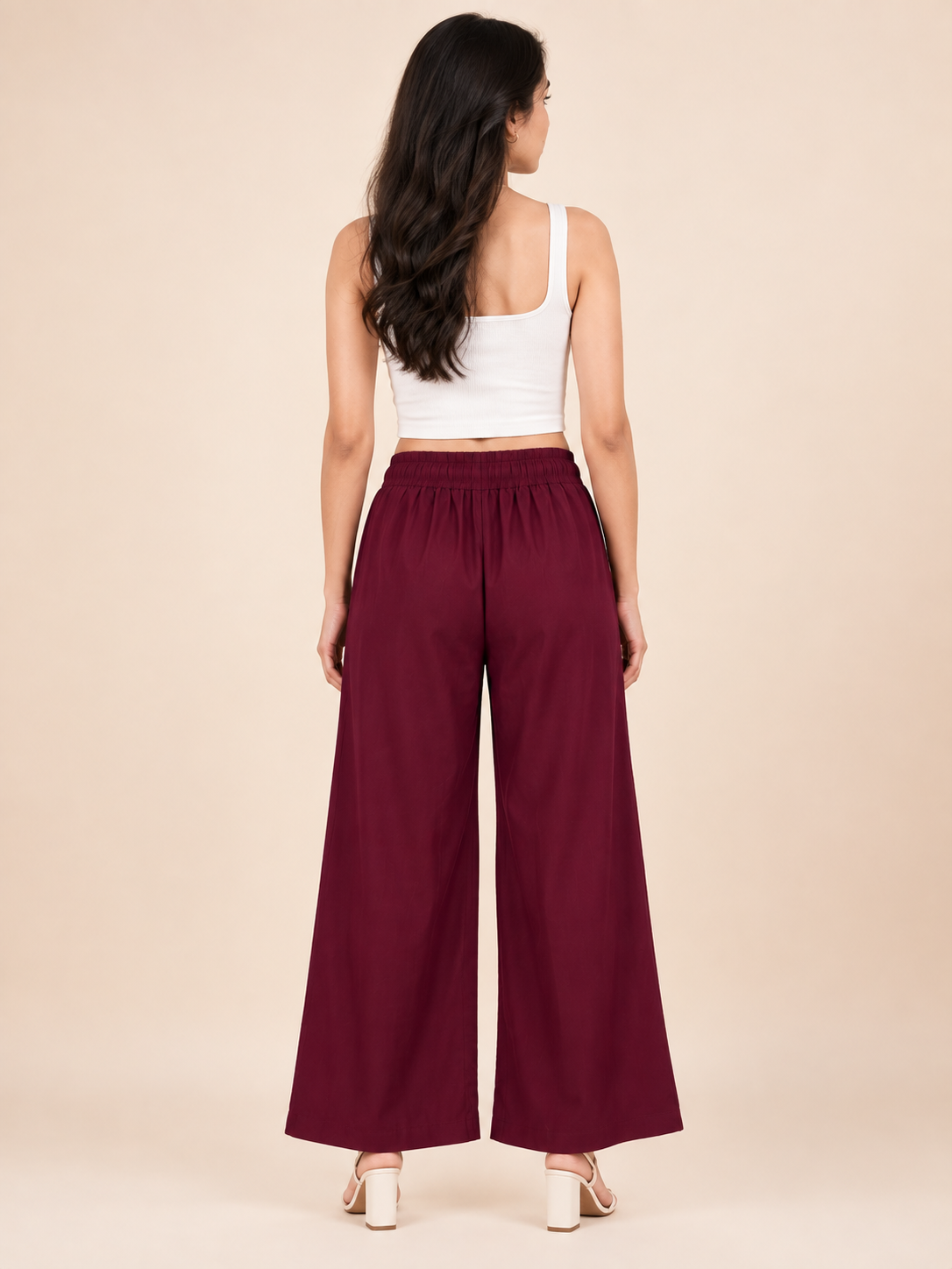 Burgundy Pocket Premium Rayon Palazzo