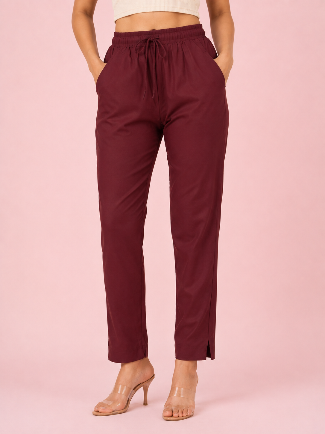 Burgundy Premium Rayon Narrow Fit Palazzo