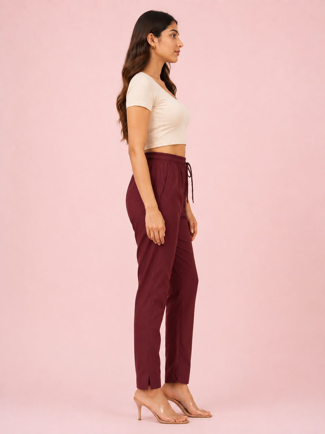 Burgundy Premium Rayon Narrow Fit Palazzo