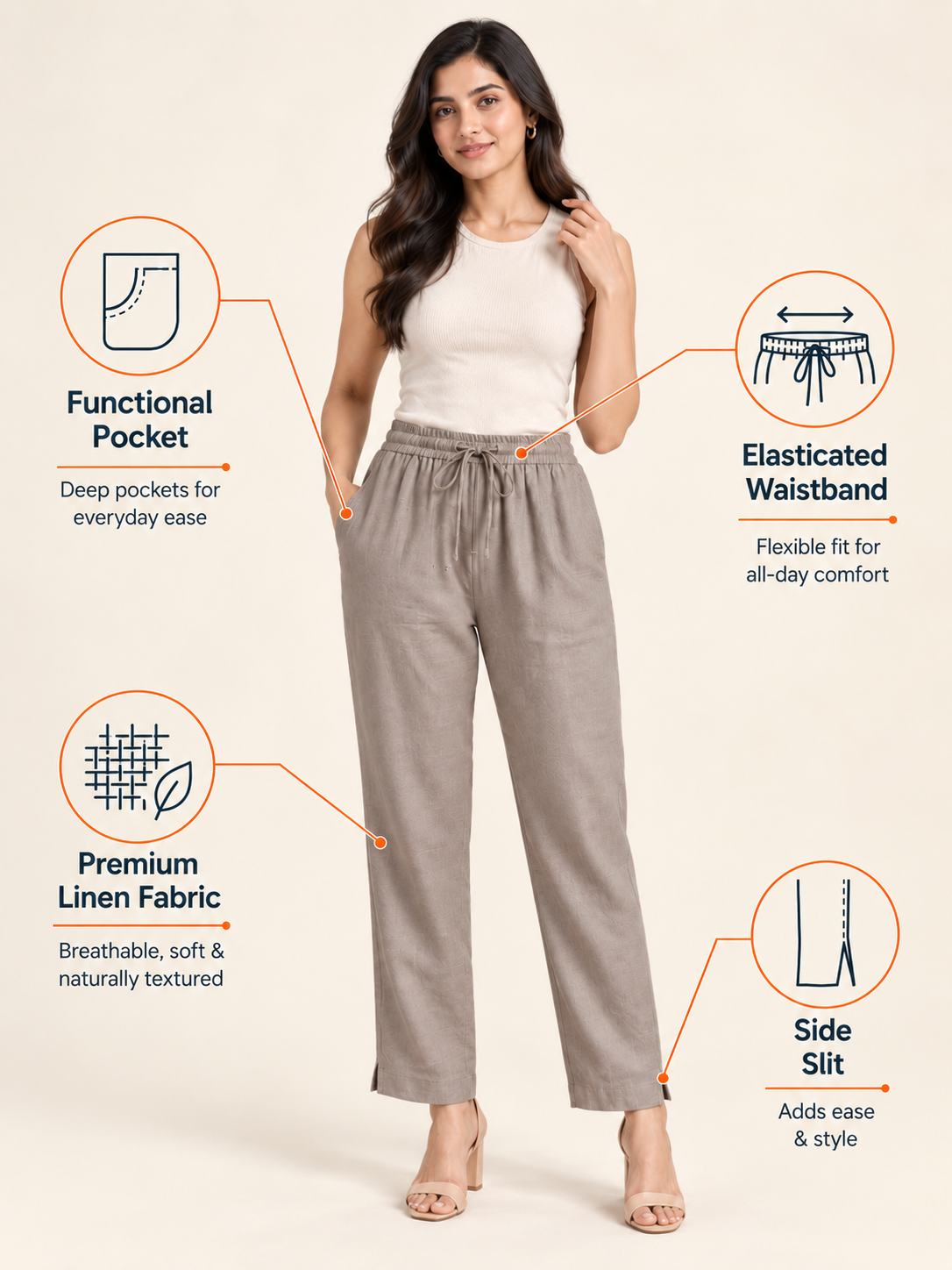 C.Grey Linen Pant