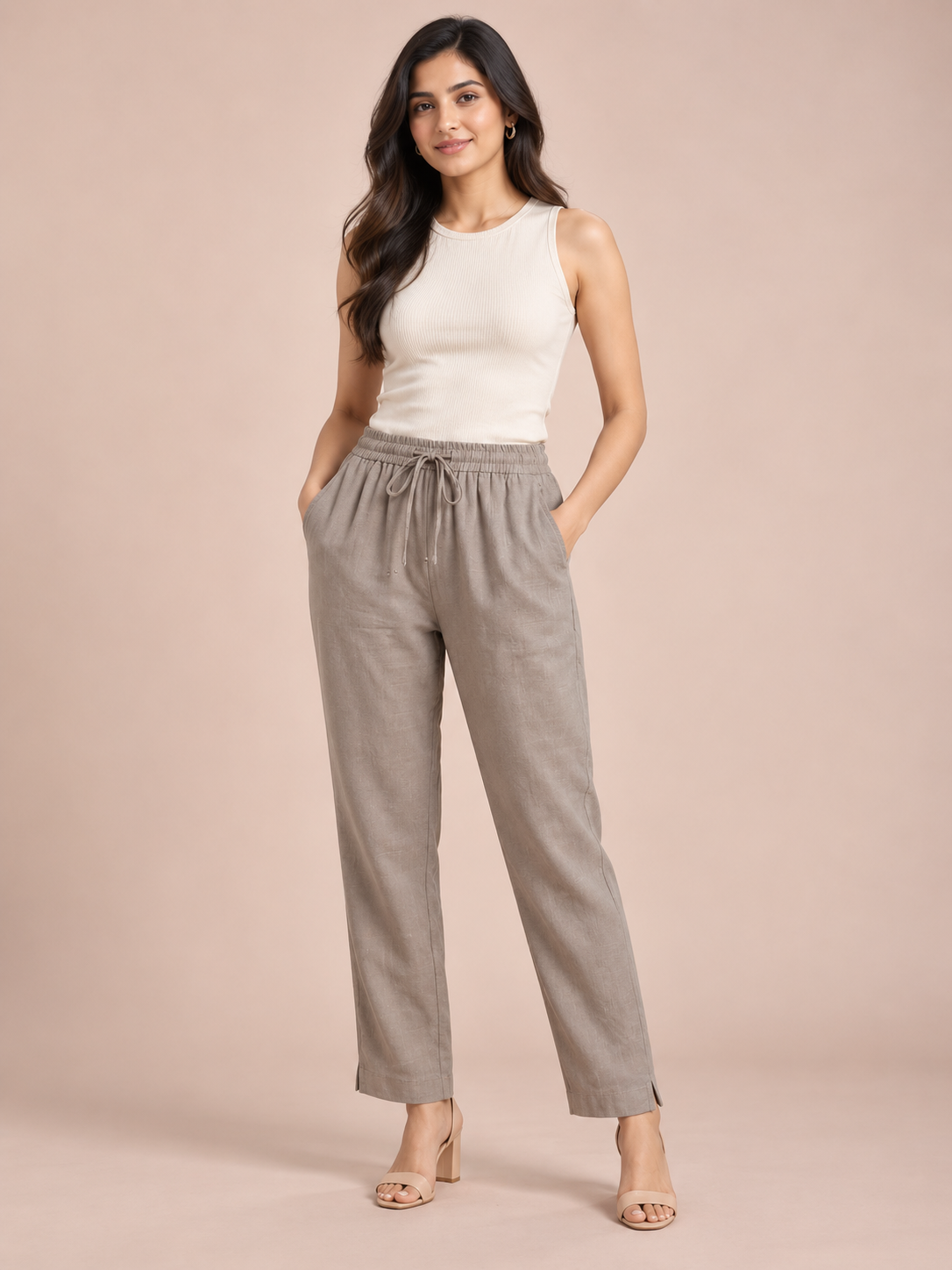 C.Grey Linen Pant