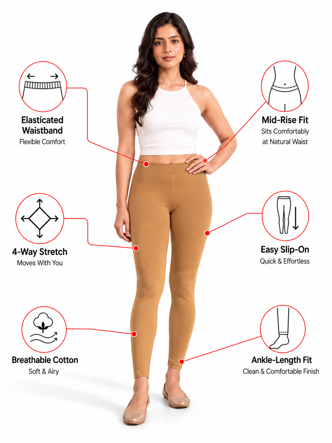Camel Ankle Length Leggings