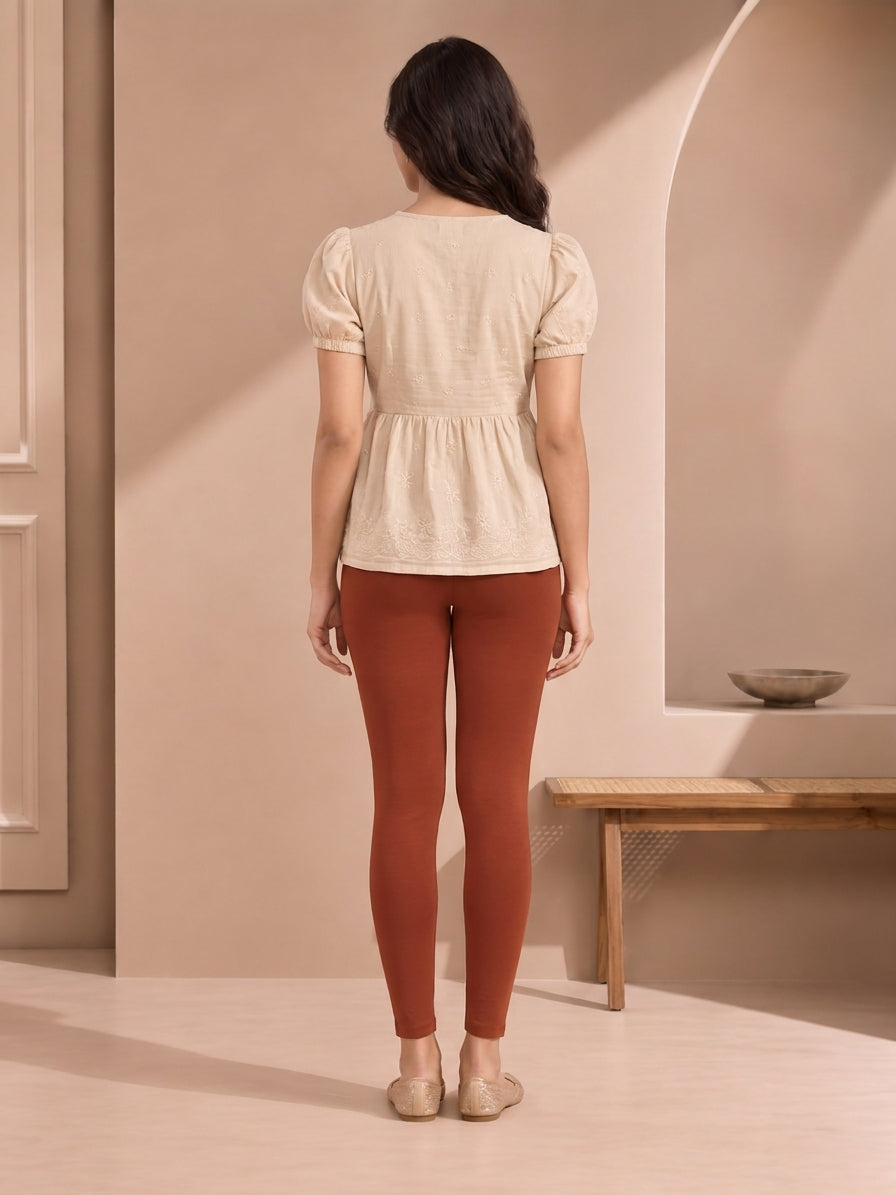 Clay Red Ankle Length Leggings