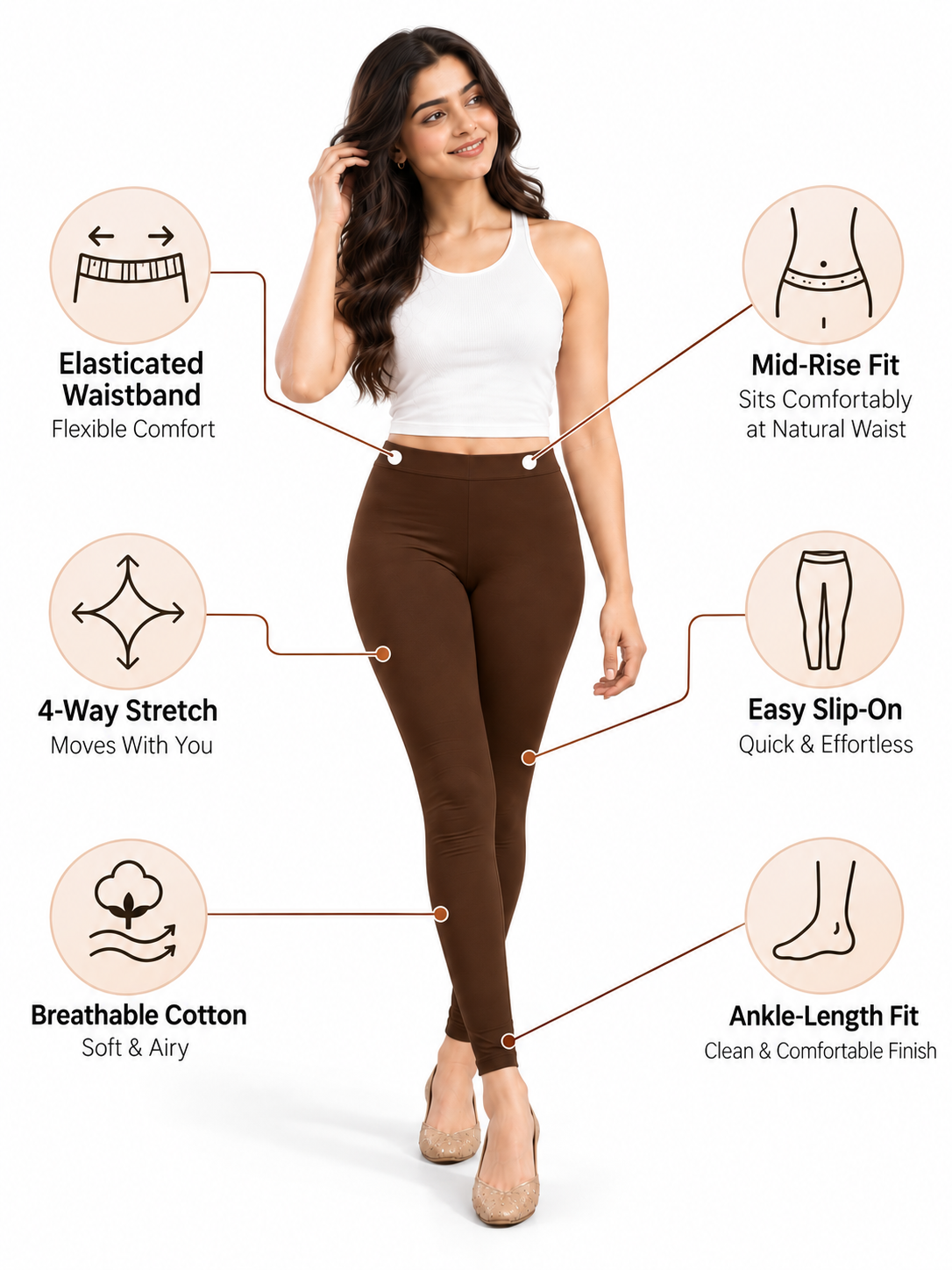 Coffee Ankle Length Leggings