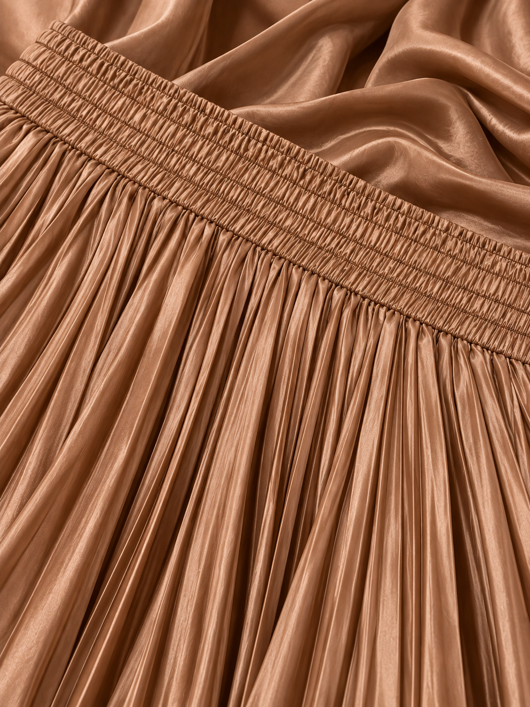 Coffee Satin Silk Small Pleated Skirt