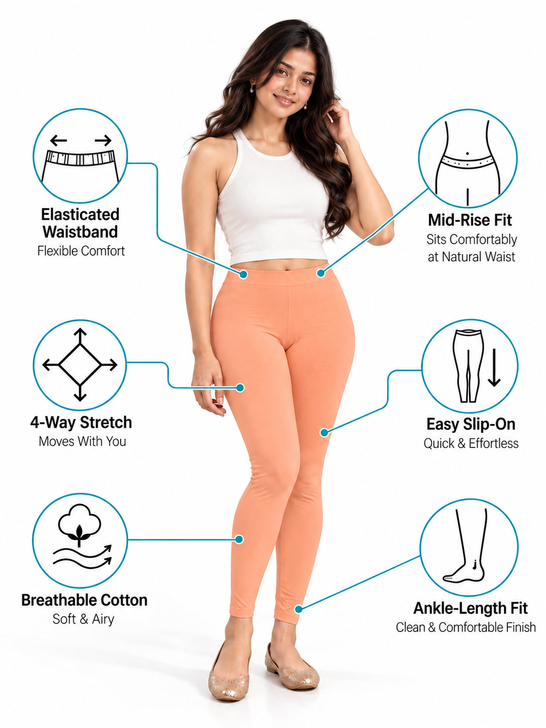Copper Ankle Length Leggings