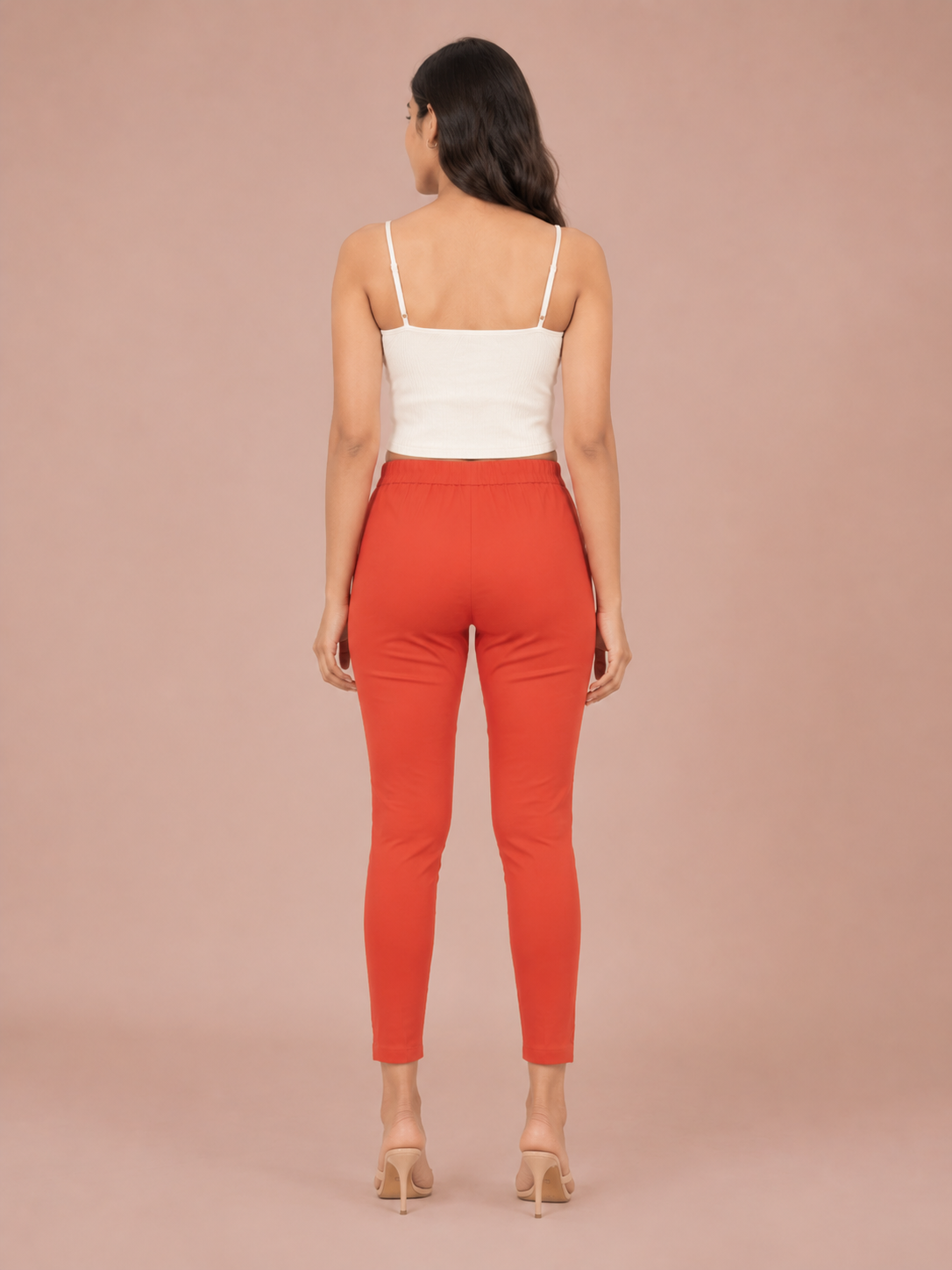 Coral Lycra Stretch Pants
