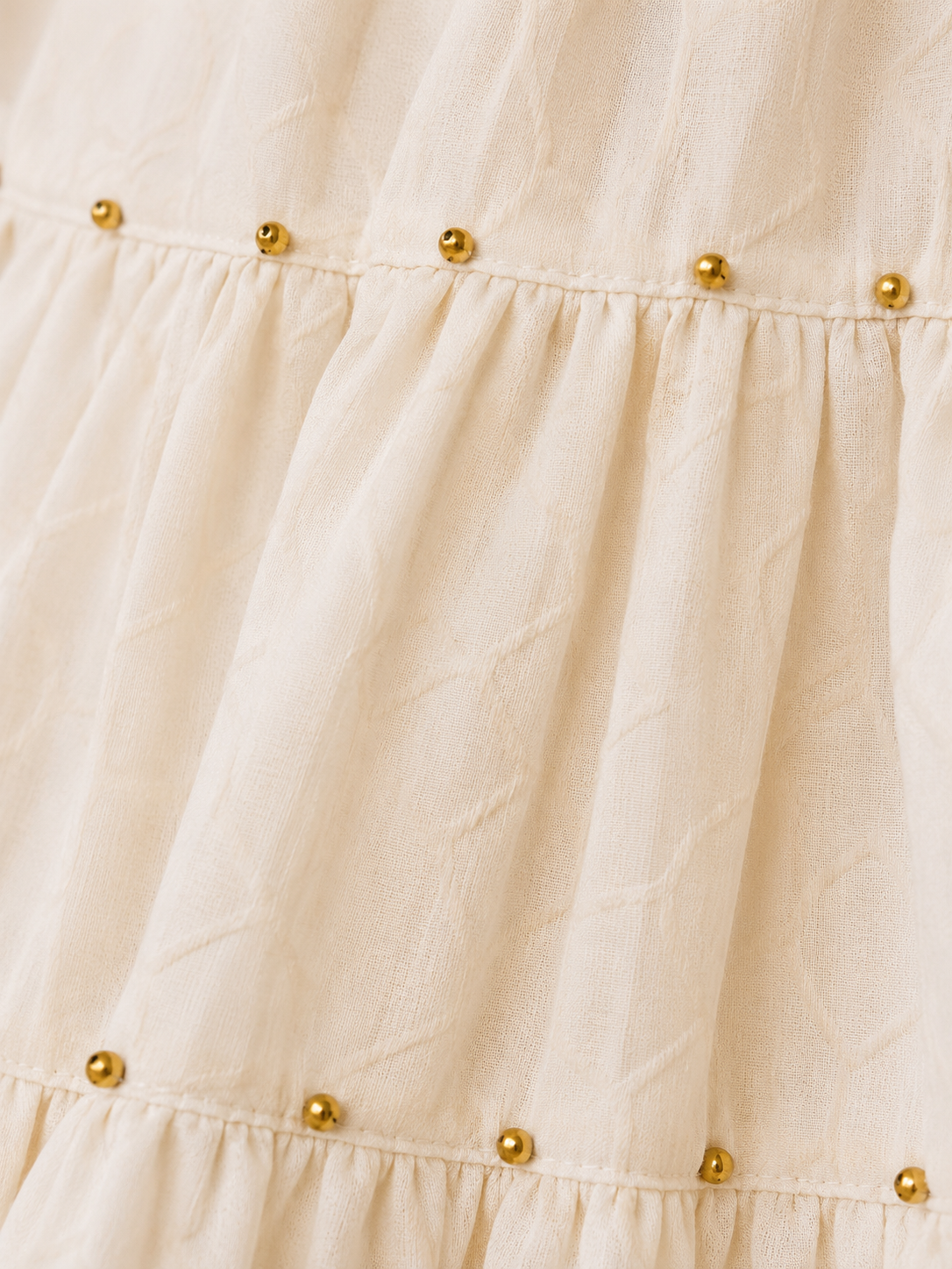 Cream Cotton Gold Beads Skirt