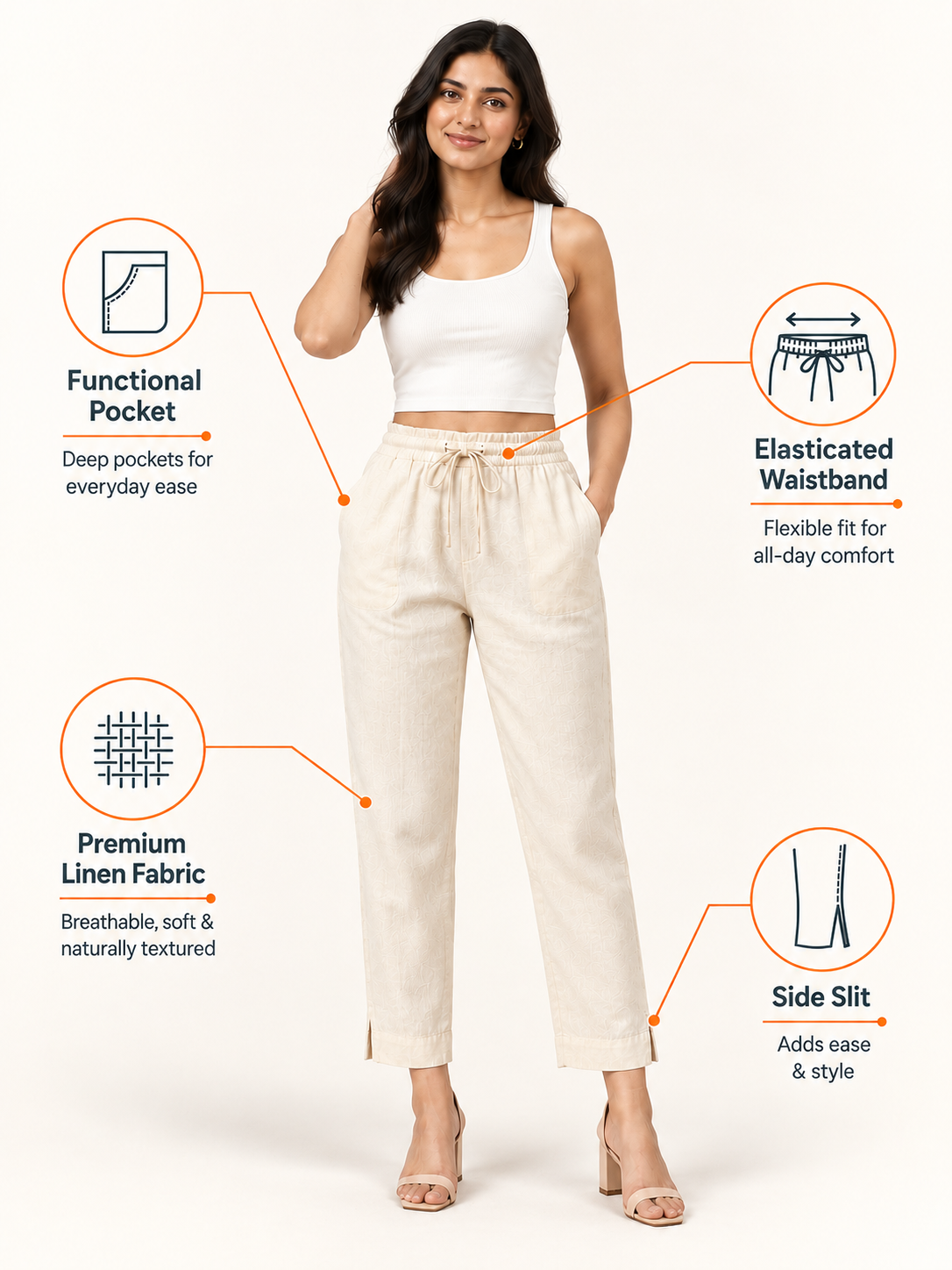 Cream Linen Pant