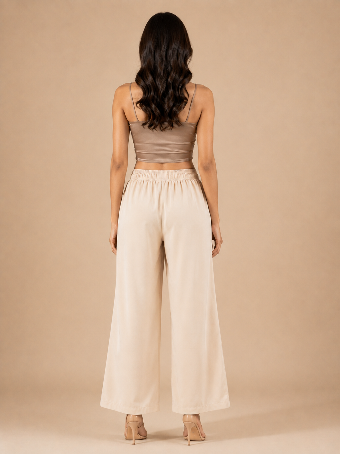 Cream Pocket Premium Rayon Palazzo