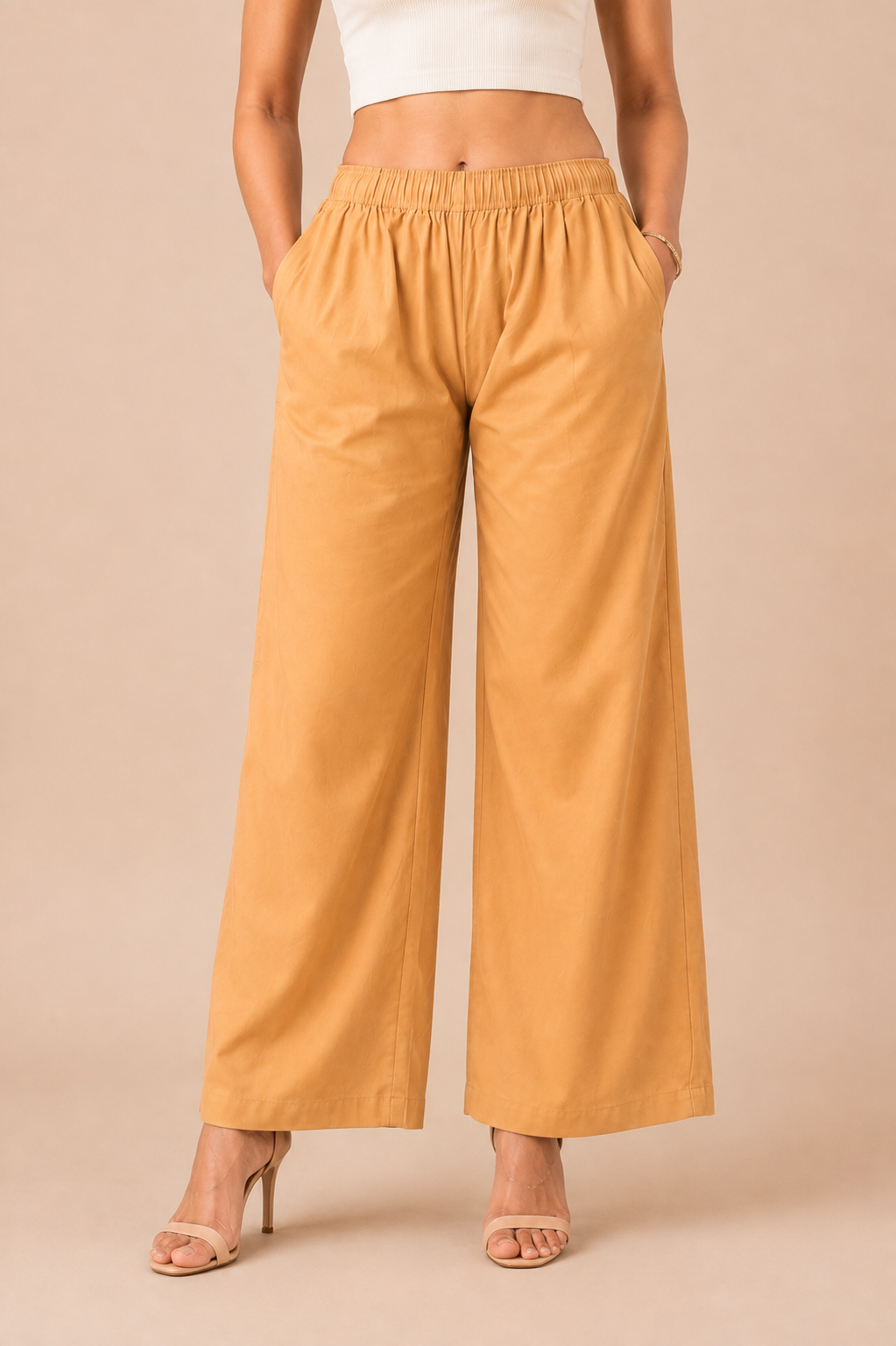 Dark Beige Pocket Premium Rayon Palazzo