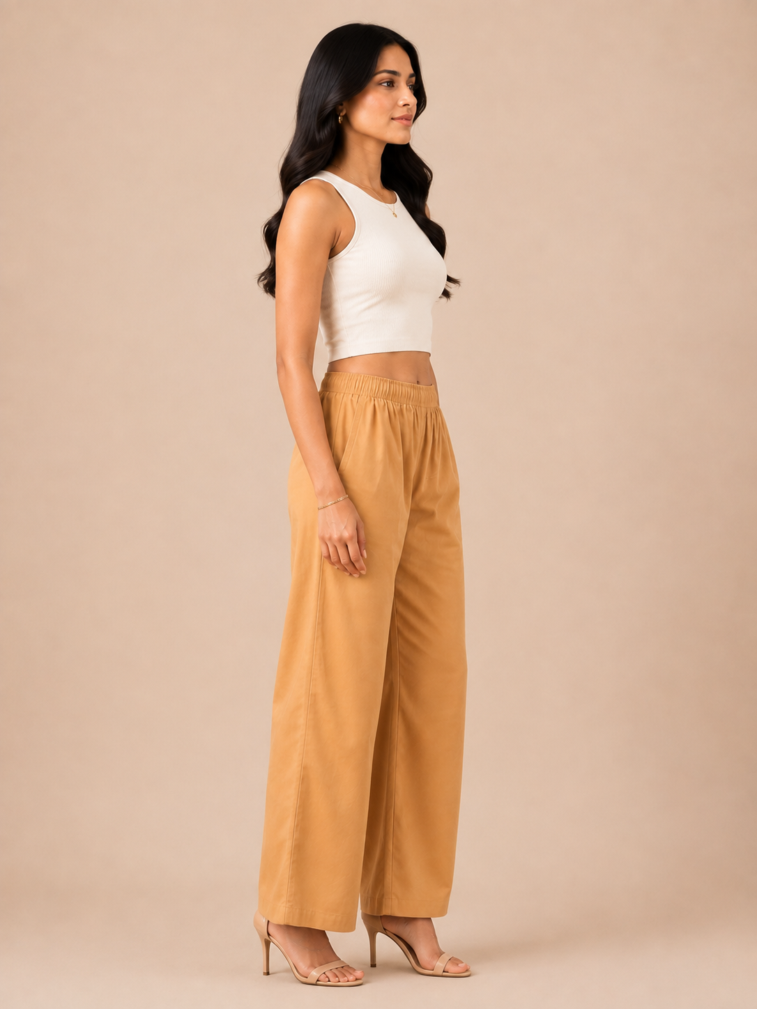 Dark Beige Pocket Premium Rayon Palazzo