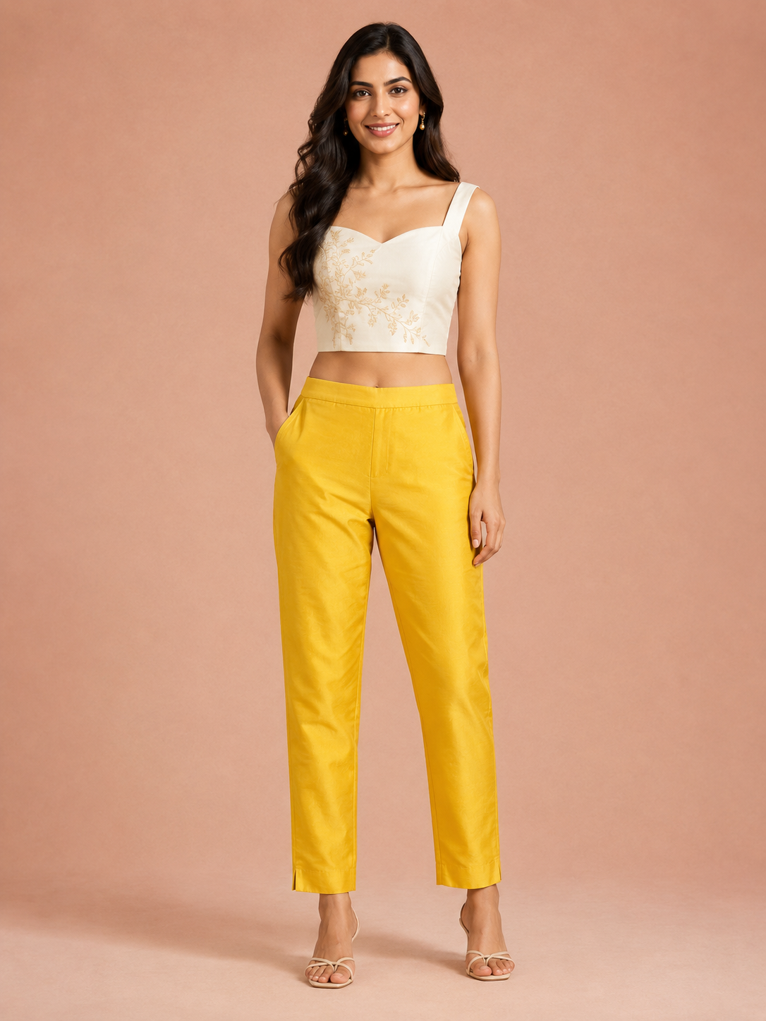 Dark Gold Tussar Silk Pant
