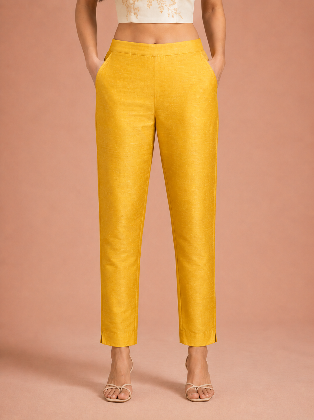 Dark Gold Tussar Silk Pant