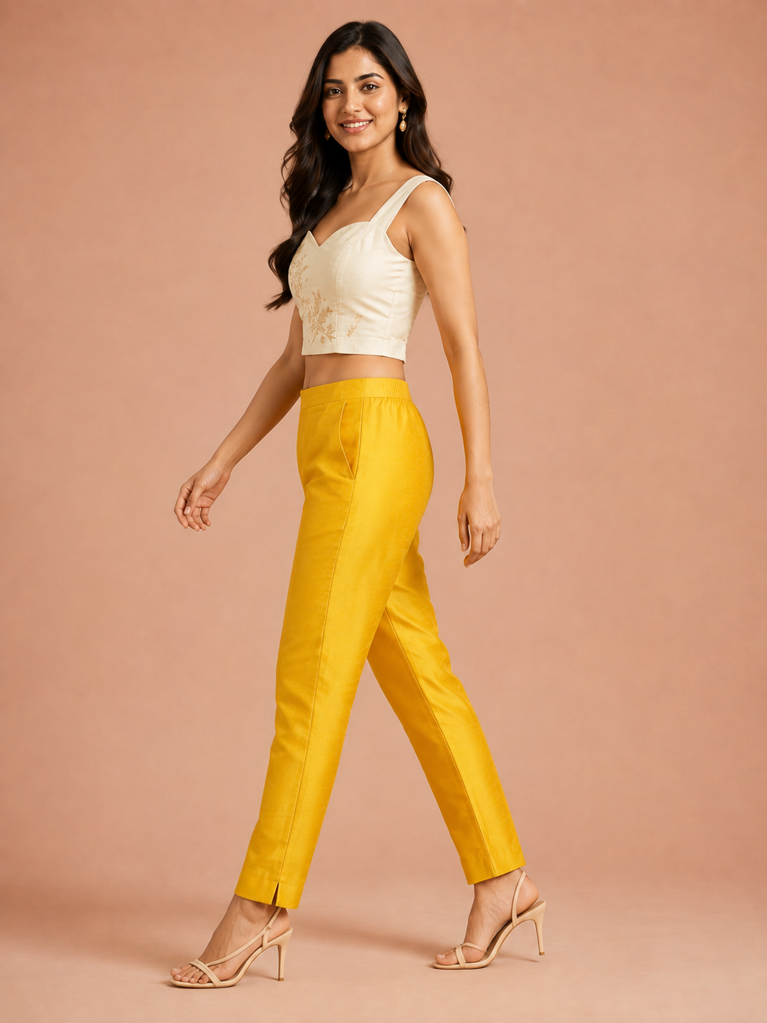 Dark Gold Tussar Silk Pant