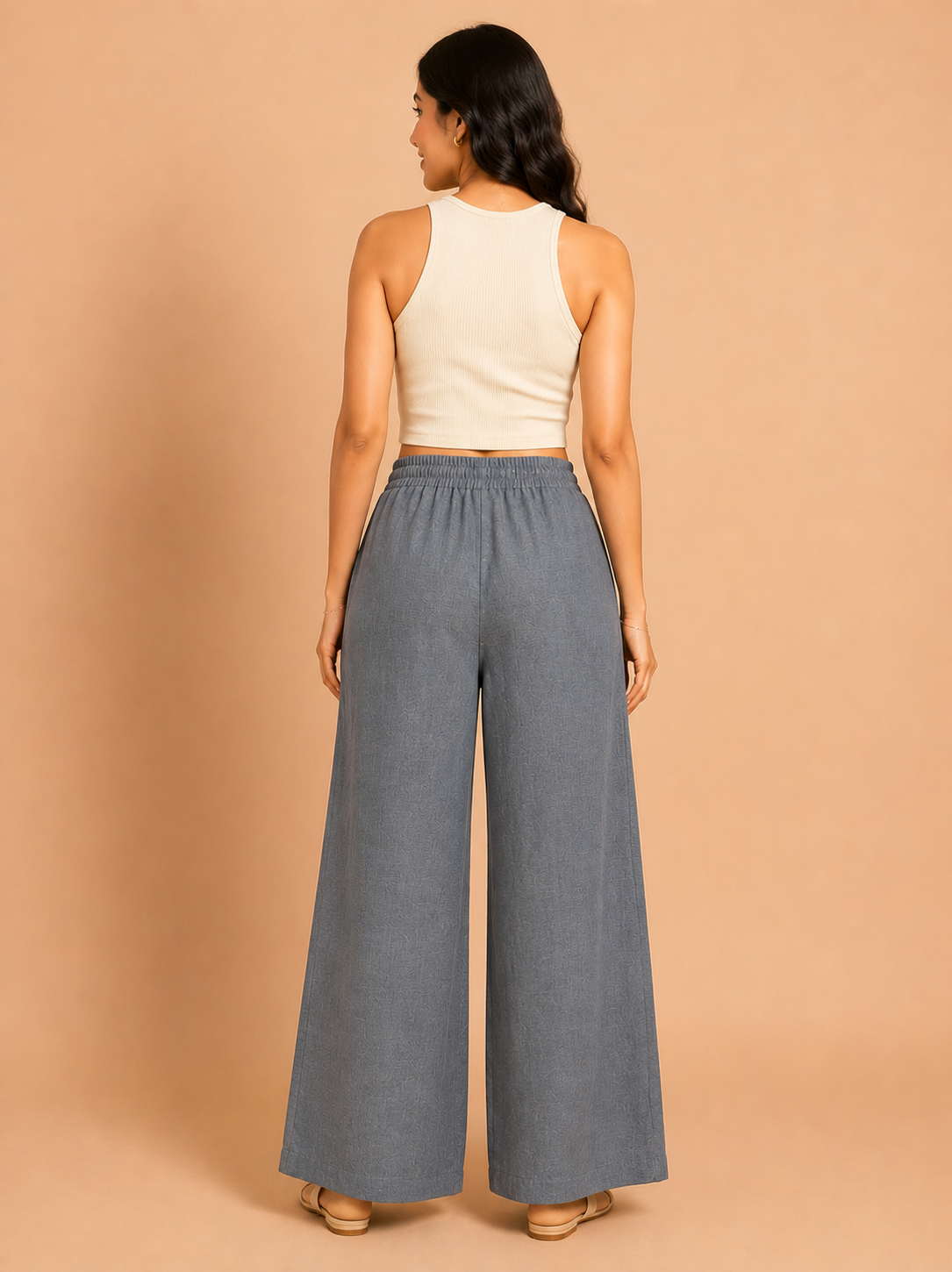 Dark Grey Linen Palazzo