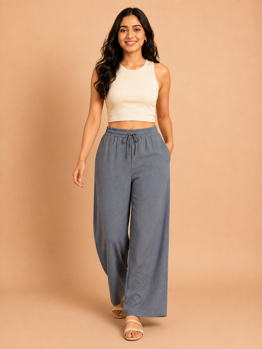 Dark Grey Linen Palazzo