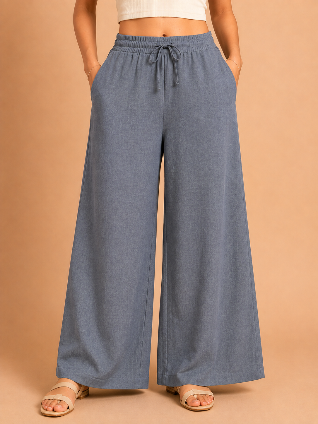 Dark Grey Linen Palazzo