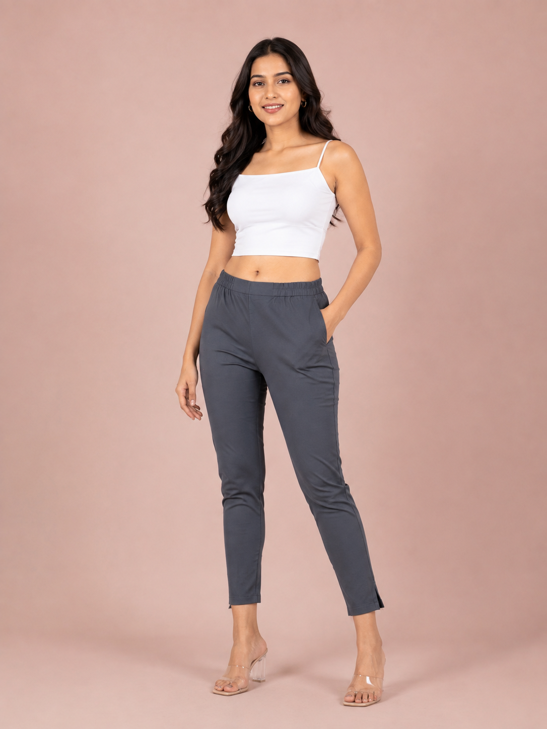 Dark Grey Lycra Stretch Pants