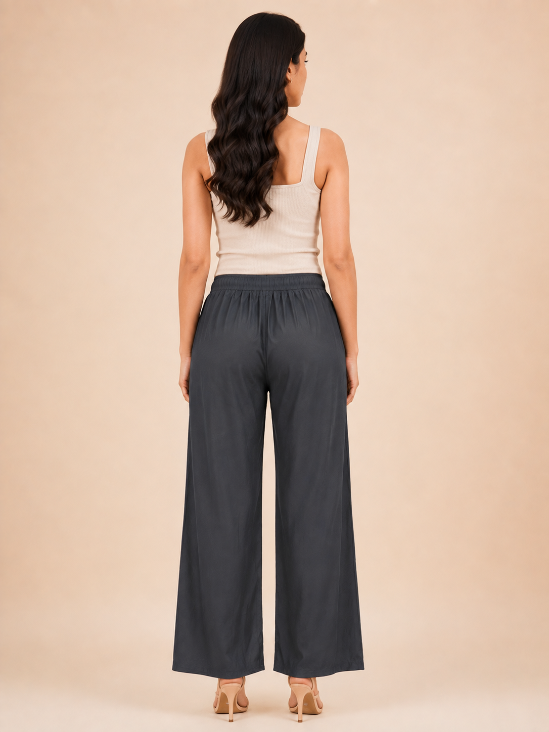Dark Grey Pocket Premium Rayon Palazzo