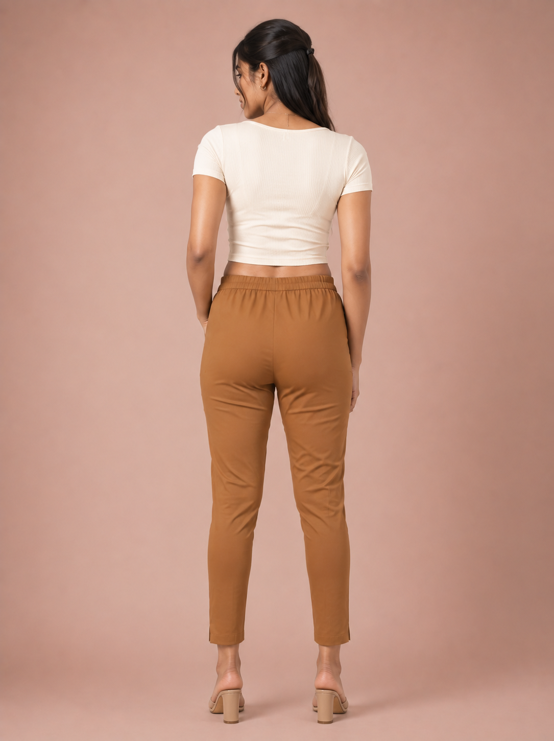 Dark Khakhi Lycra Stretch Pants