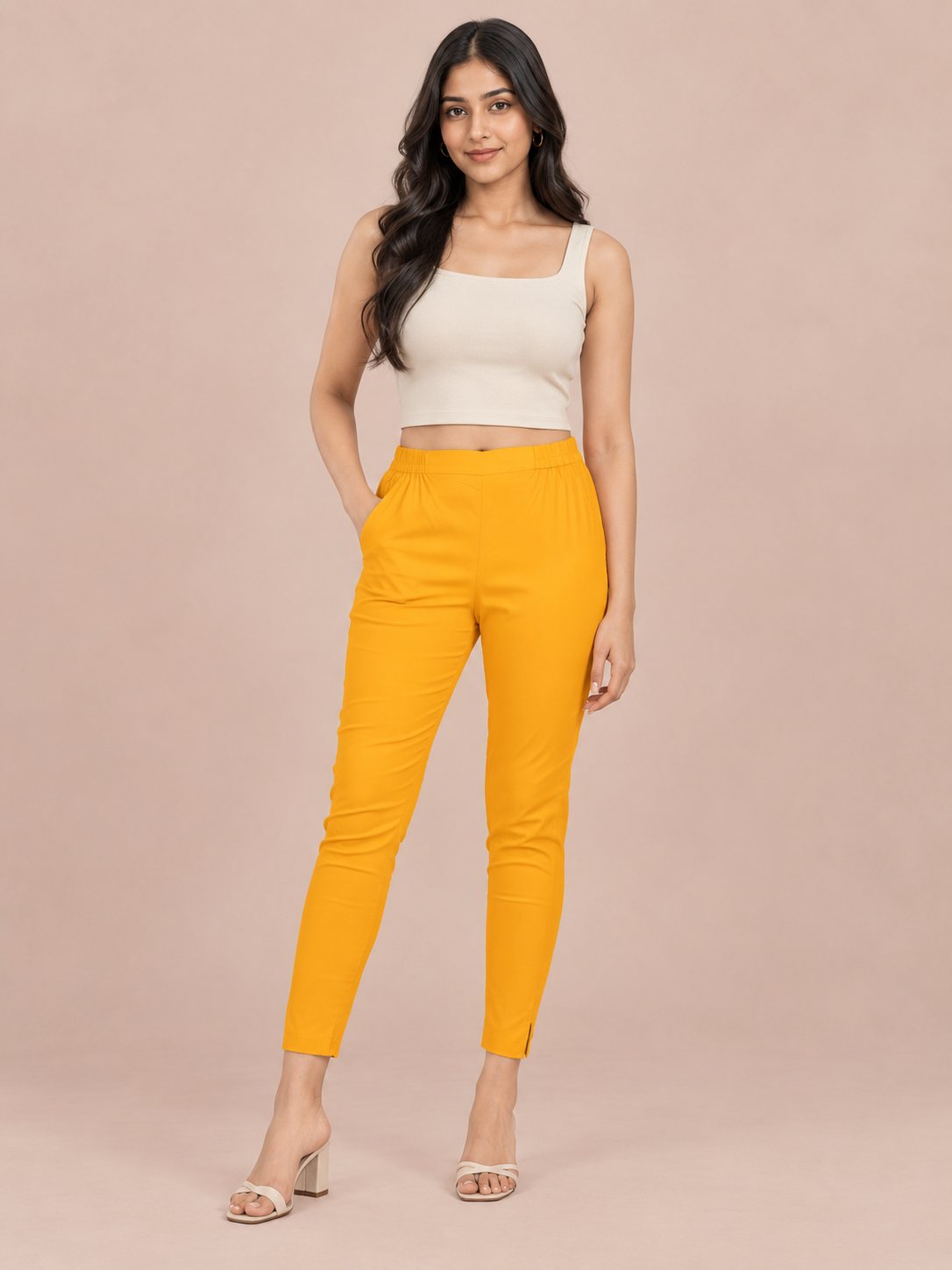 Dark Mustard Lycra Stretch Pants