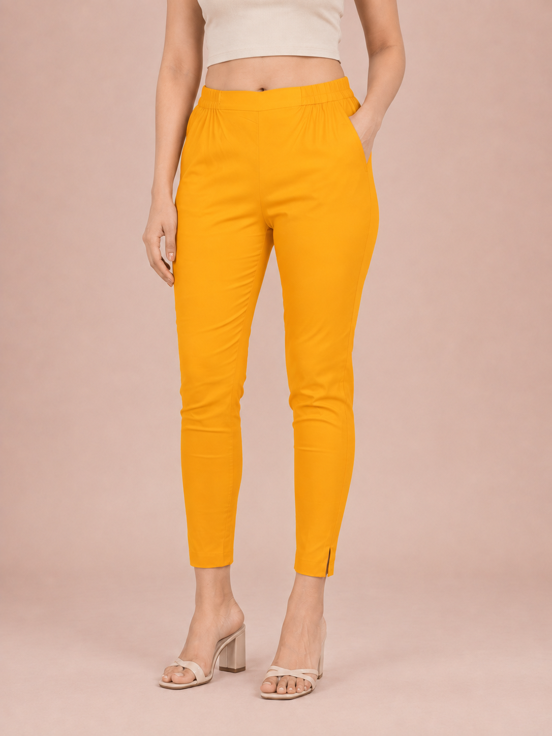 Dark Mustard Lycra Stretch Pants