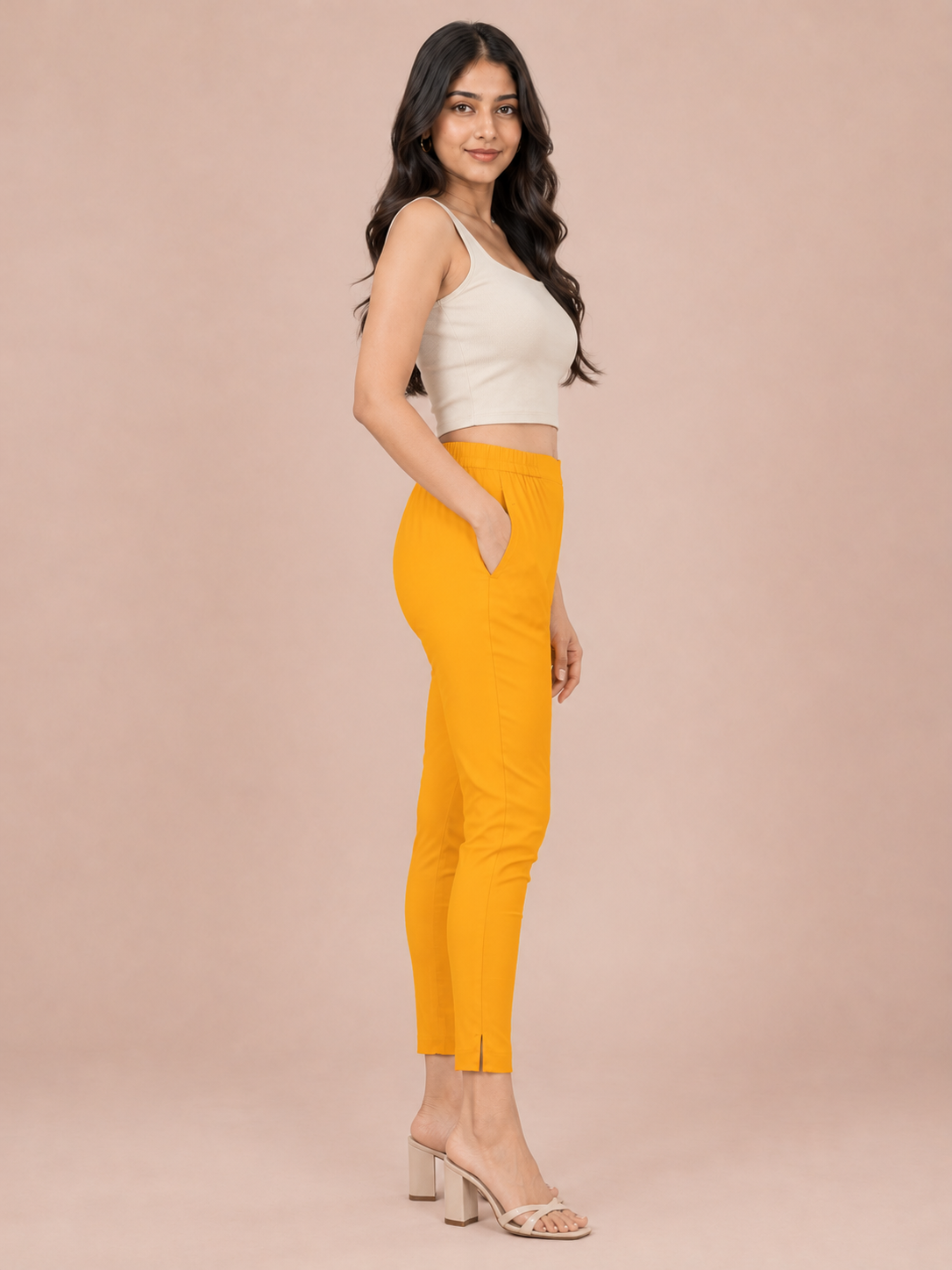 Dark Mustard Lycra Stretch Pants