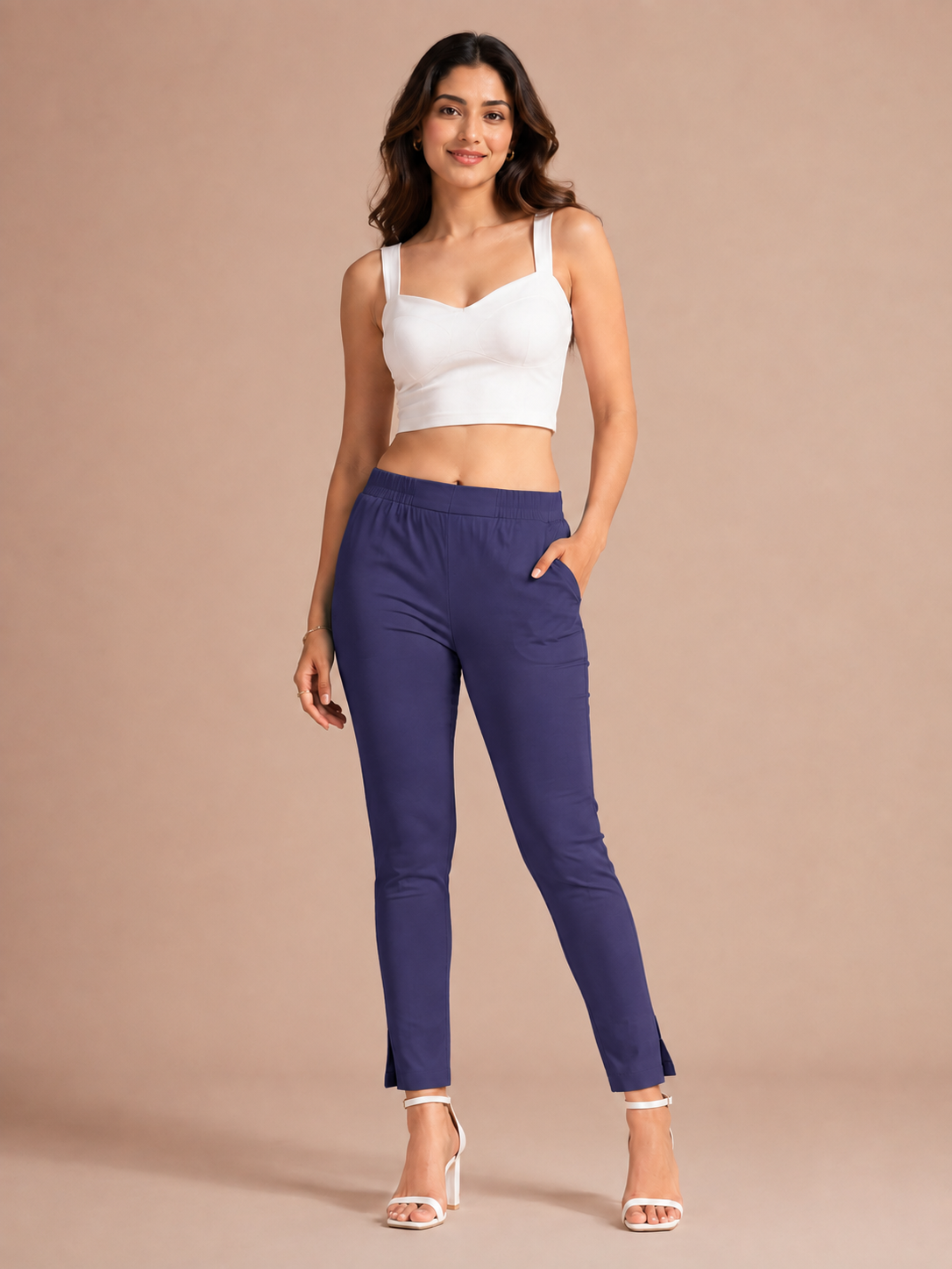Dark Purple Lycra Stretch Pants