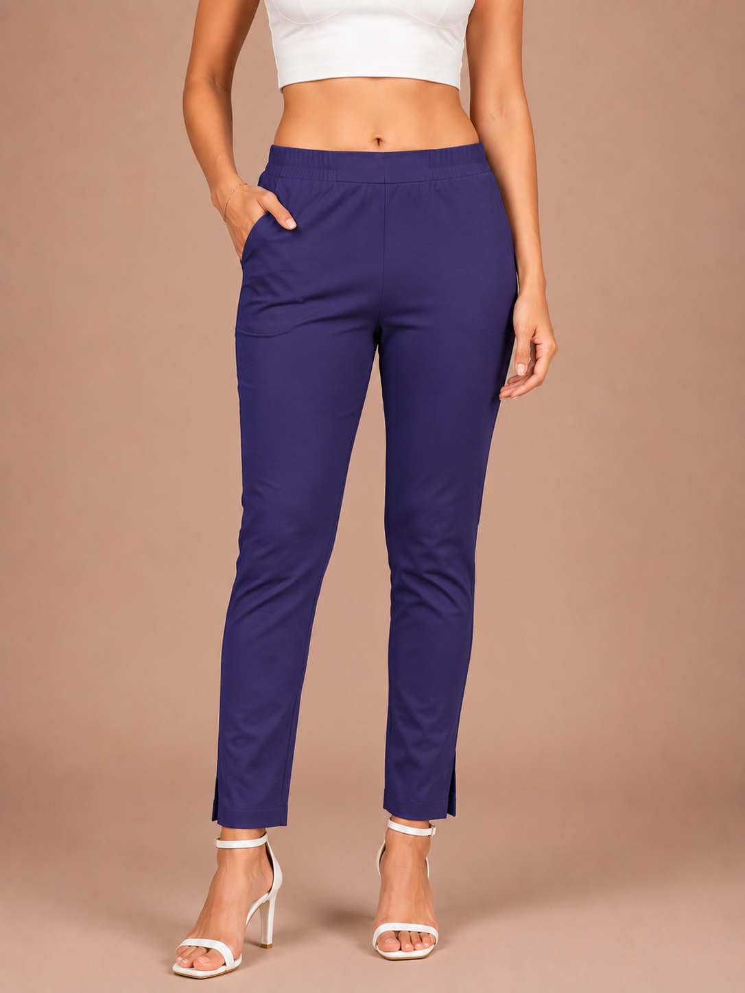 Dark Purple Lycra Stretch Pants