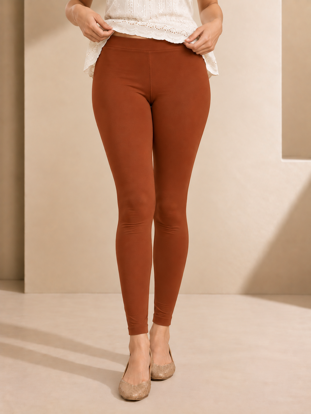 Dark Rust Ankle Length Leggings