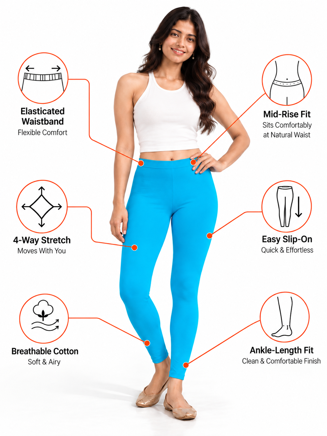 Dark Sky Blue Ankle Length Leggings