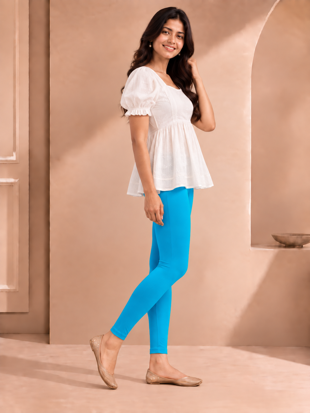 Dark Sky Blue Ankle Length Leggings