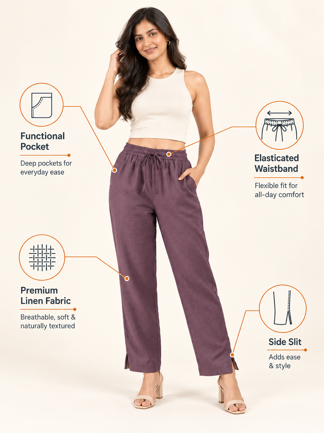 Deep Purple Linen Pant