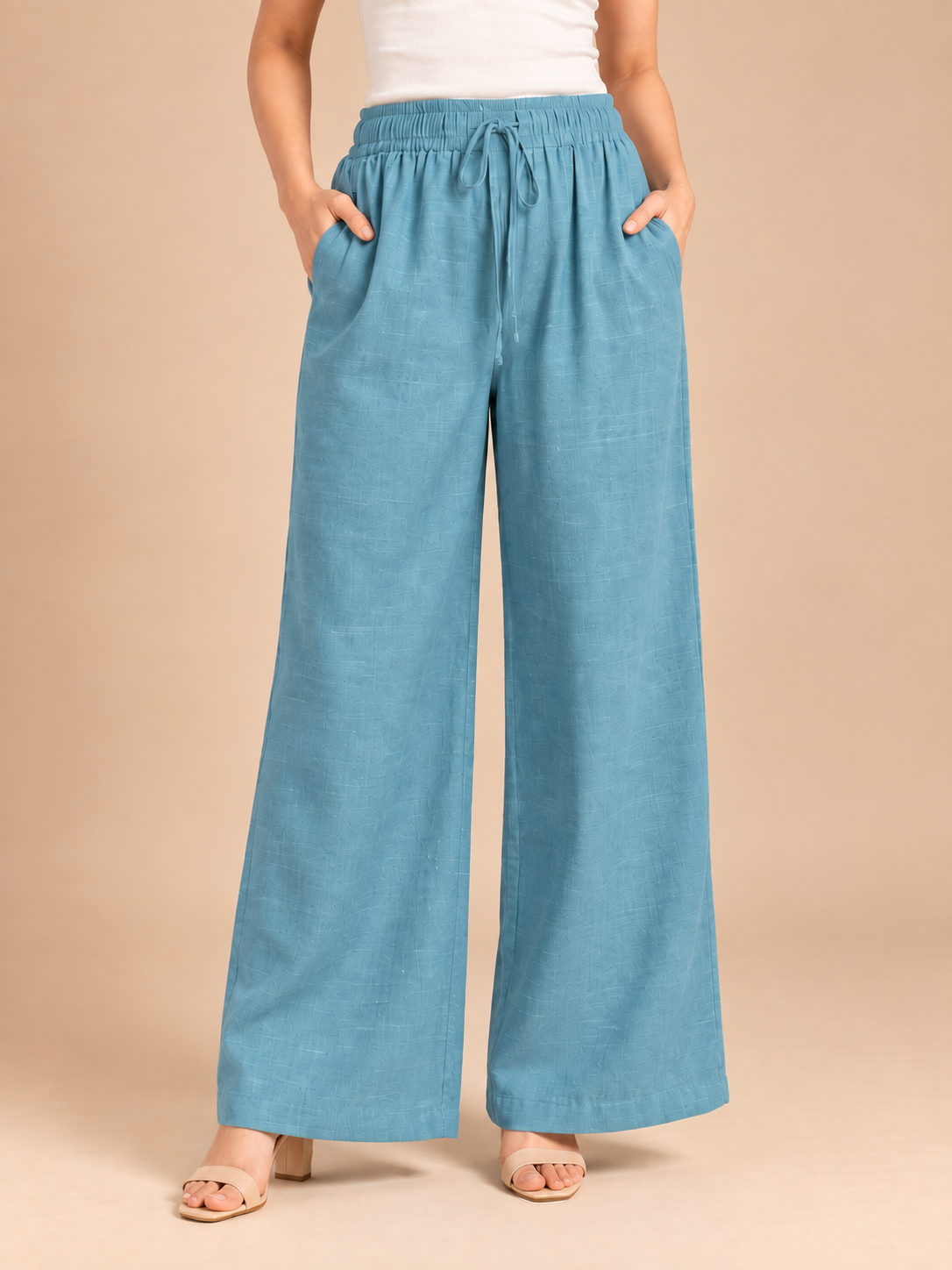 Denim Blue Linen Palazzo