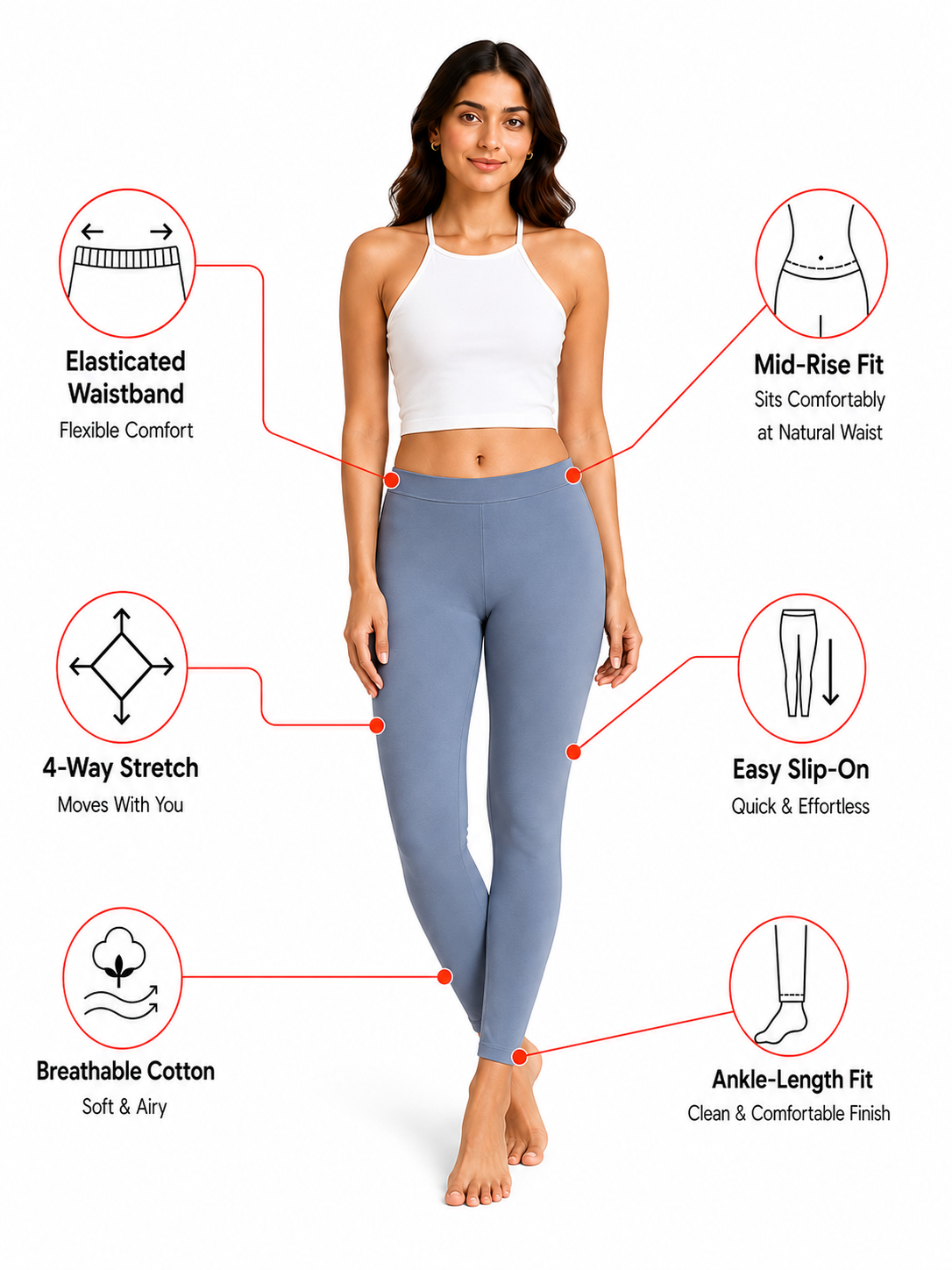 Denim Ankle Length Leggings