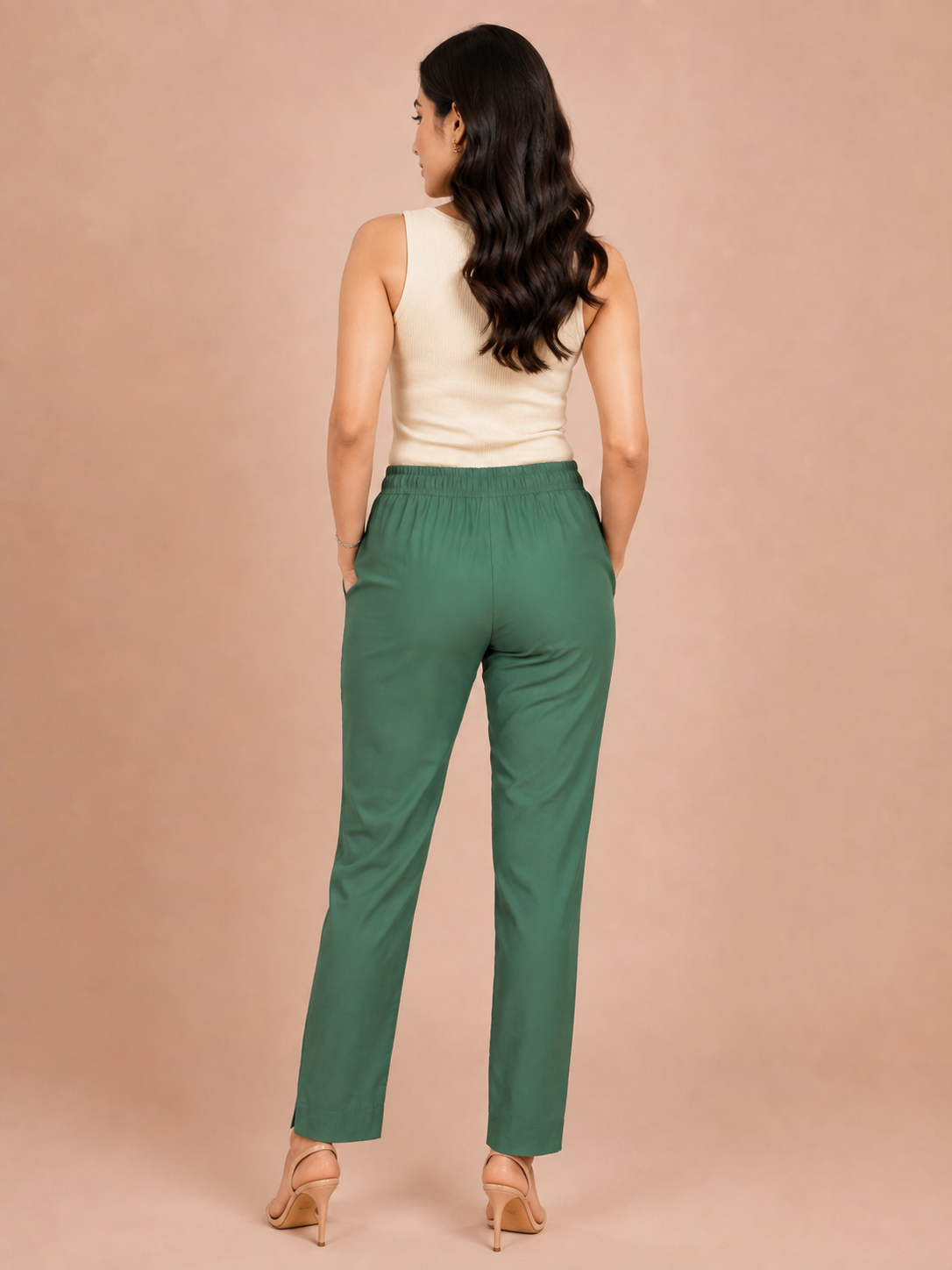 Dusty Green Rayon Silk Pants