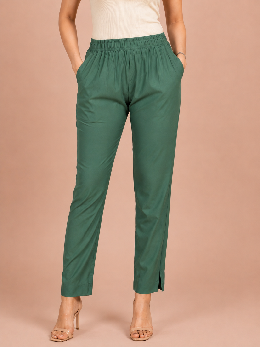 Dusty Green Rayon Silk Pants