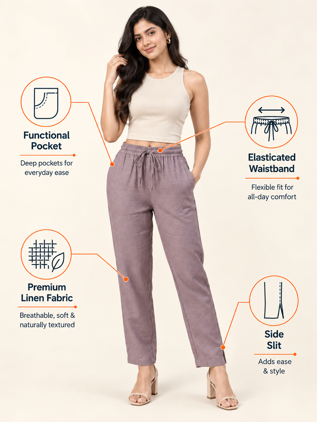 Dusty Purple Linen Pant