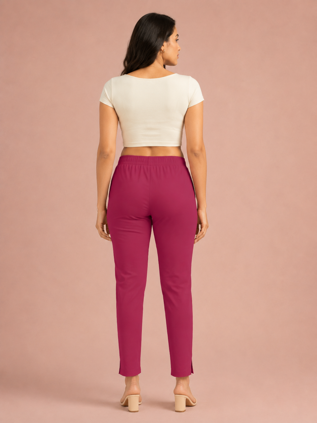 Fuscia Lycra Stretch Pant