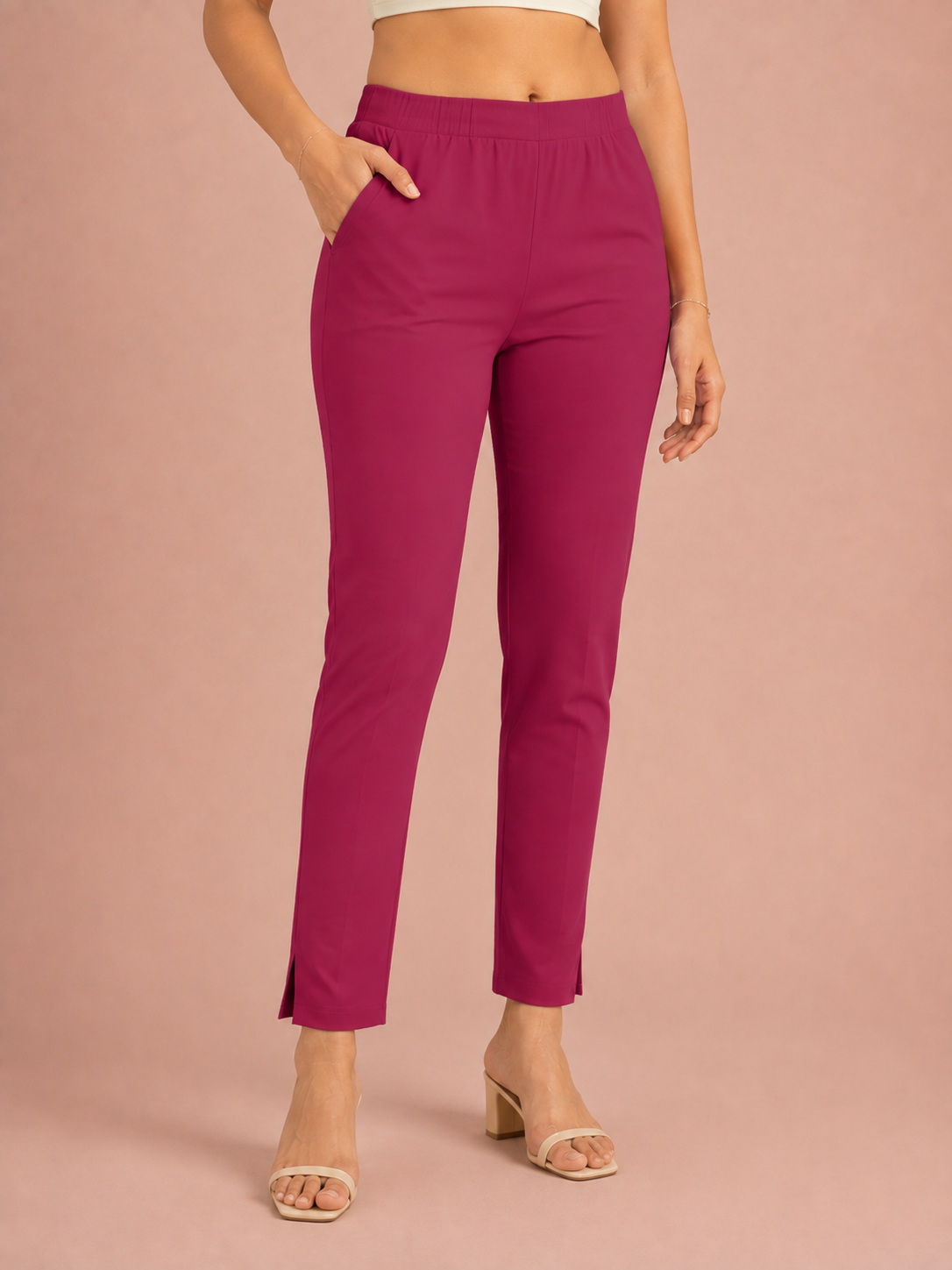 Fuscia Lycra Stretch Pant