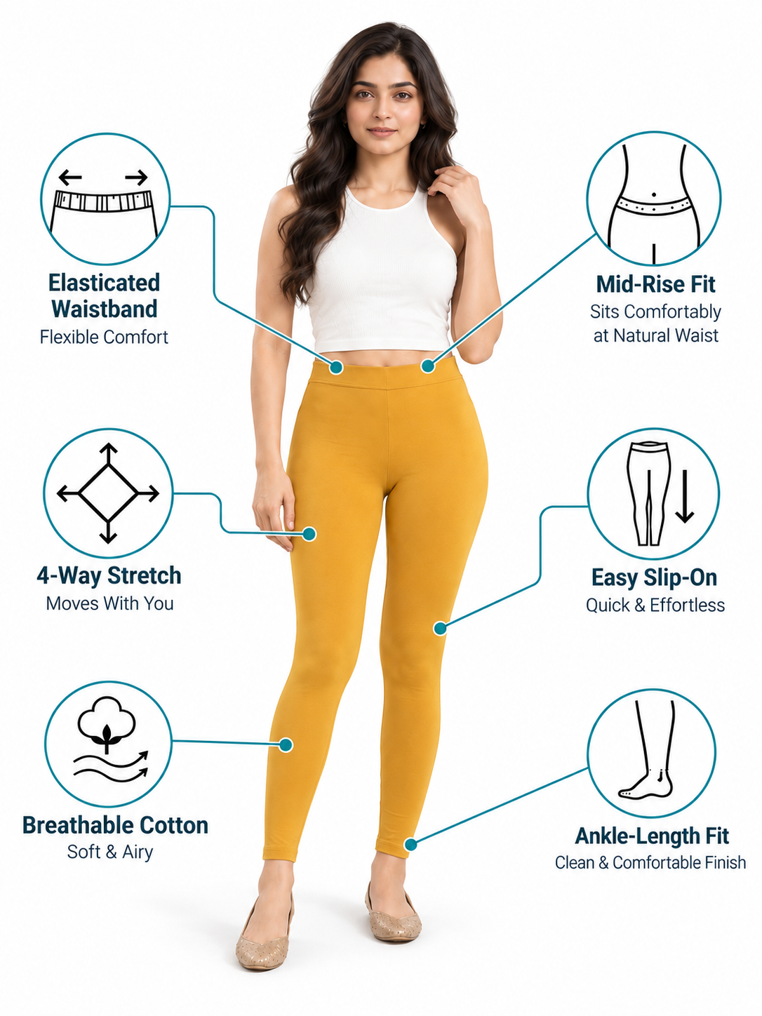 Gold Fusion Ankle Length Leggings