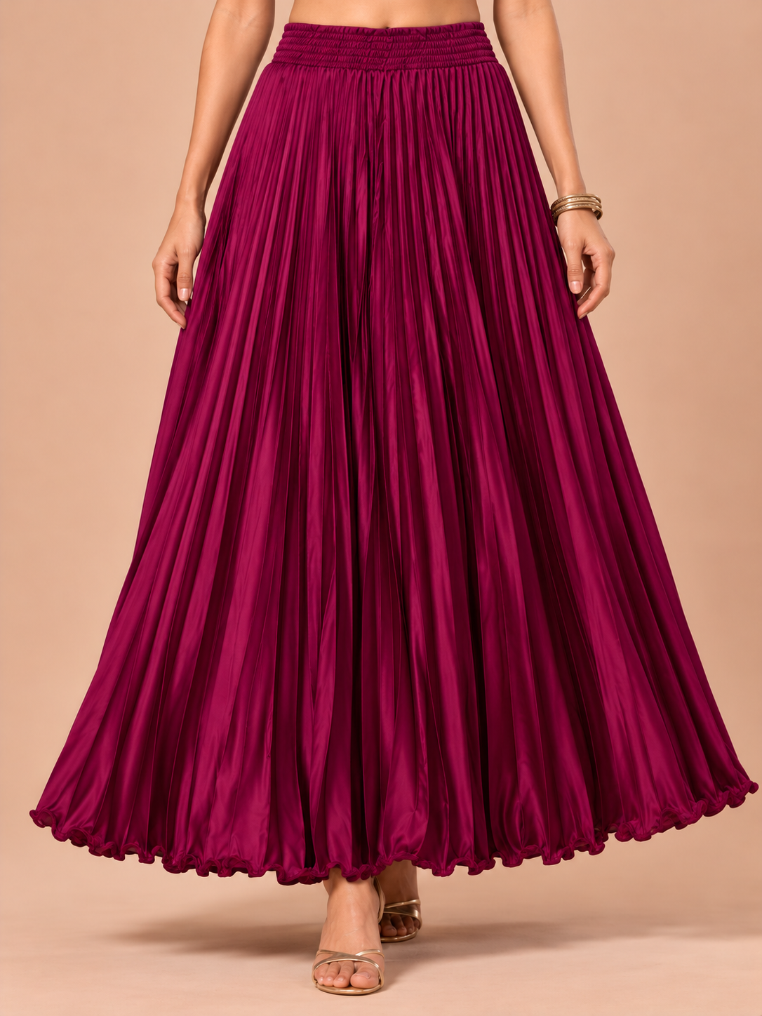 Grapes Satin Silk Small Pleated Skirt