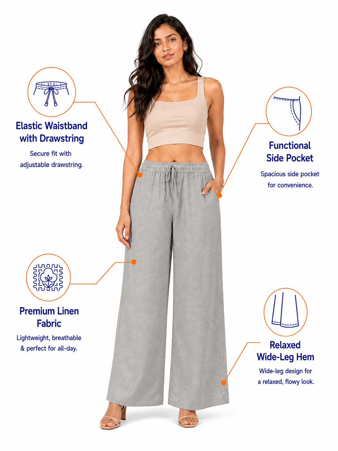 Light Grey Linen Palazzo