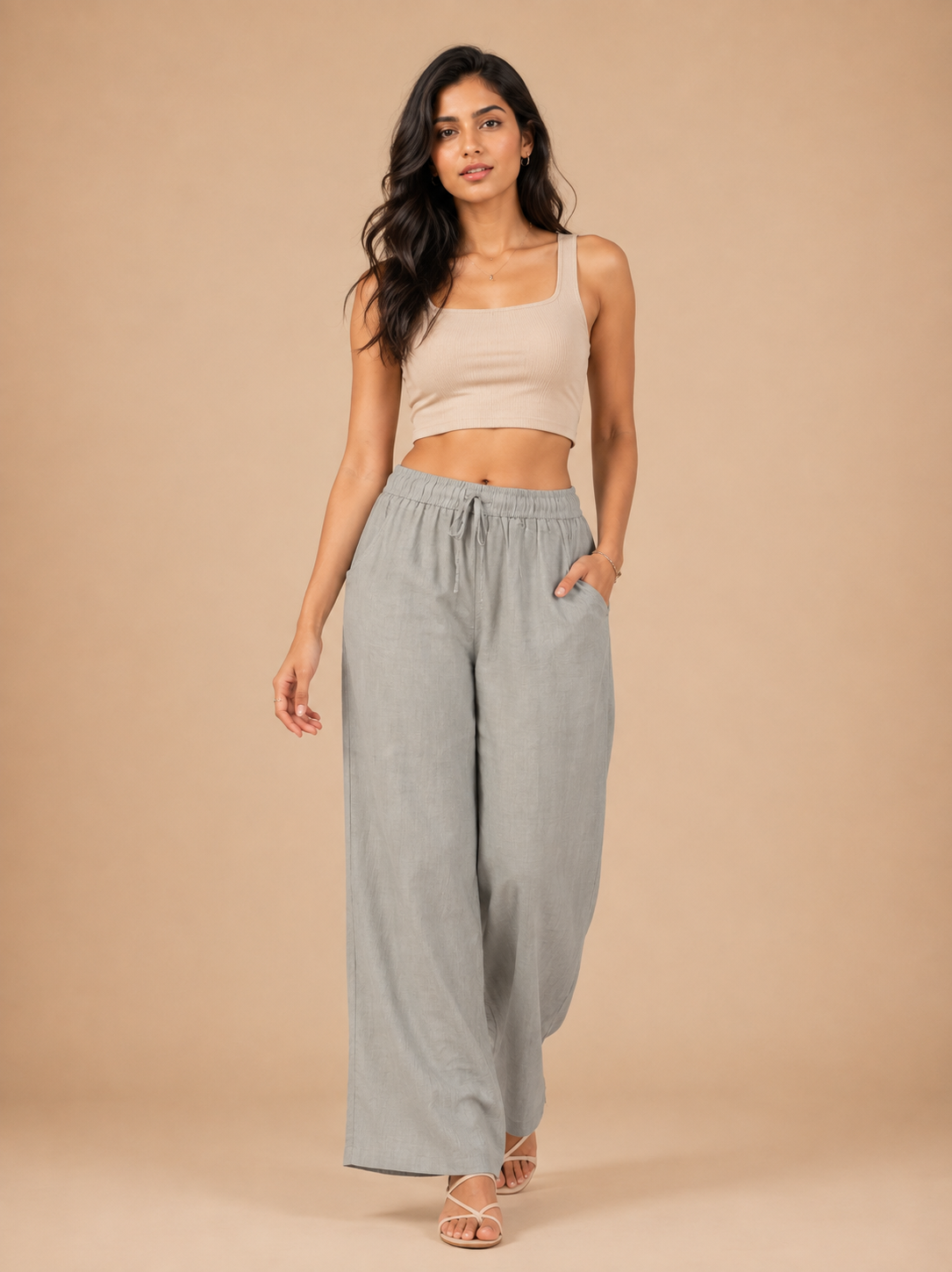 Light Grey Linen Palazzo