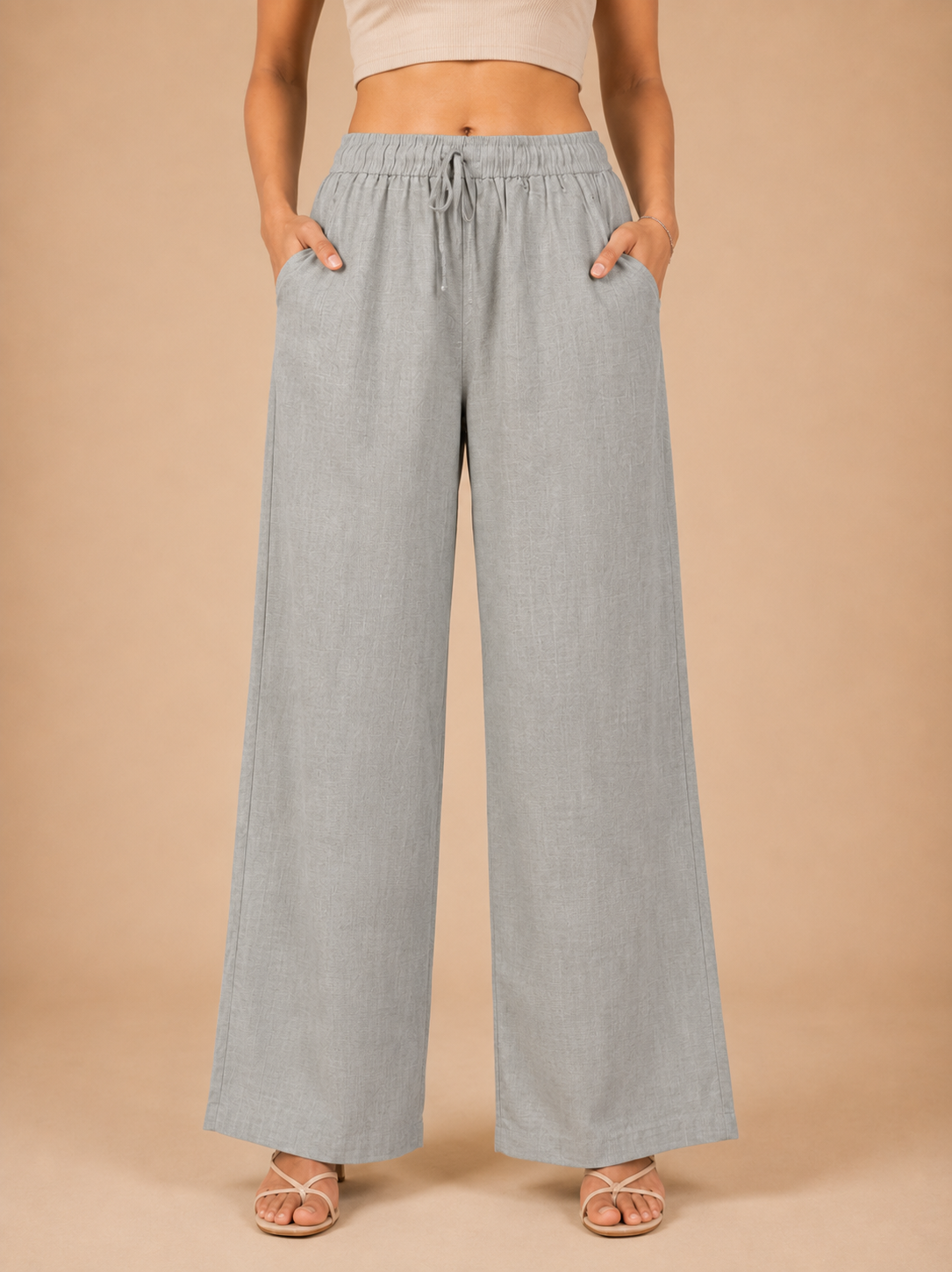Light Grey Linen Palazzo