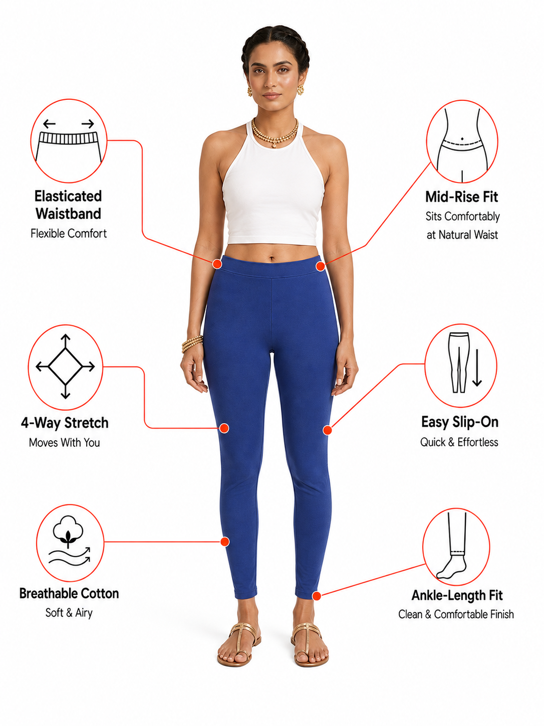 Ink Blue Ankle Length Leggings