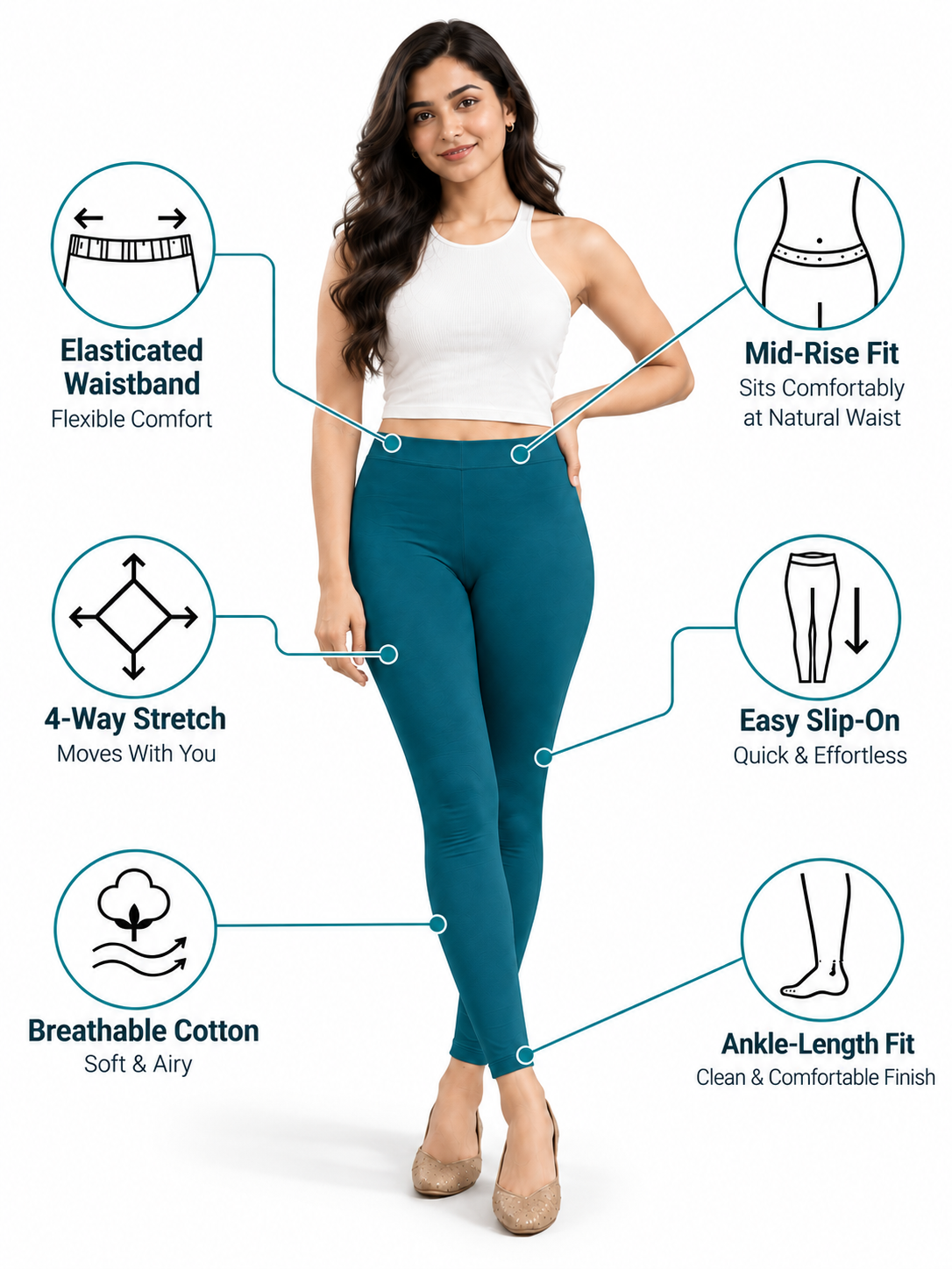 Jarman Blue Ankle Length Leggings